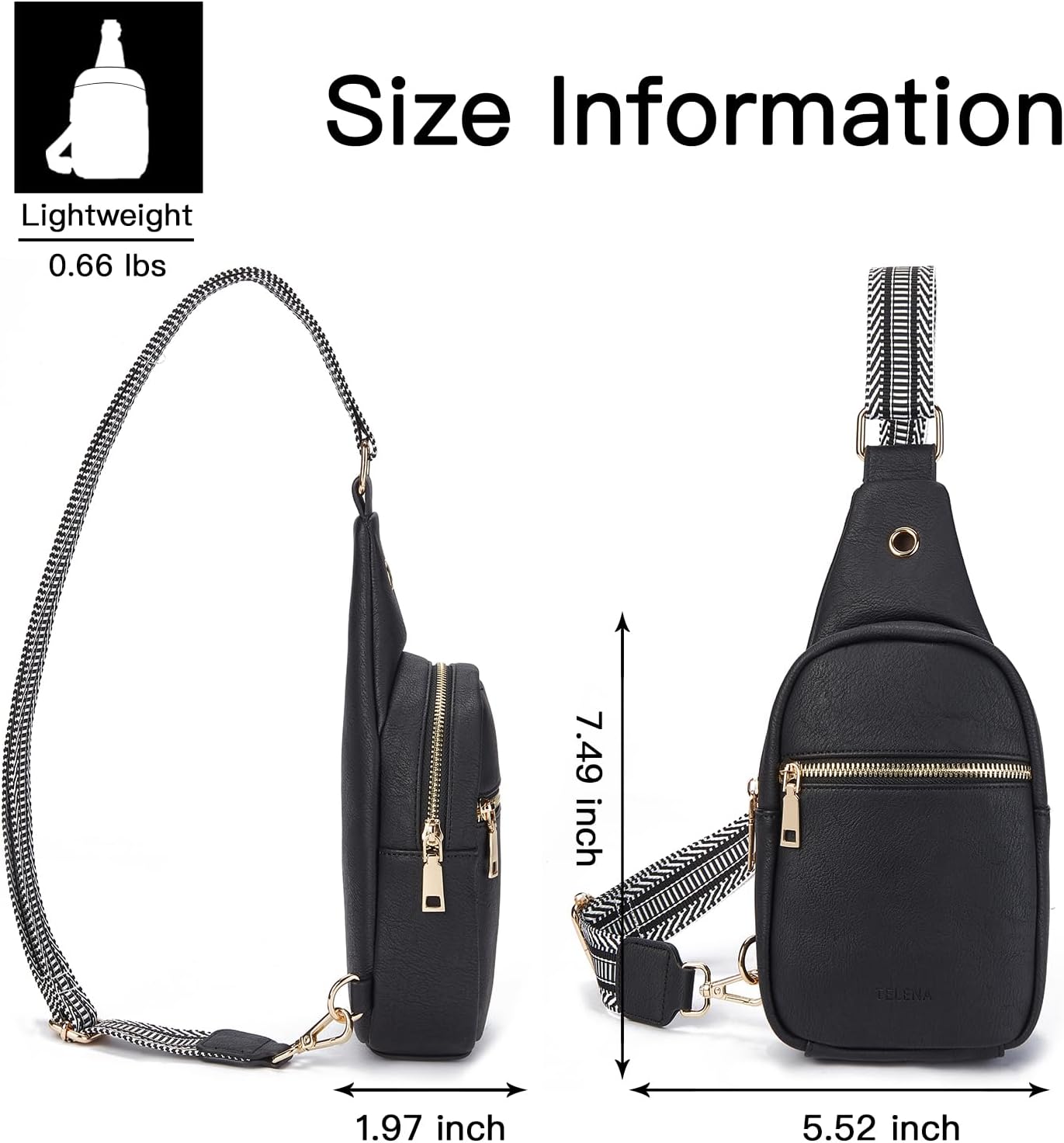 Telena Small Sling Bag for Women Leather Crossbody Fanny Packs Chest Bag for Women