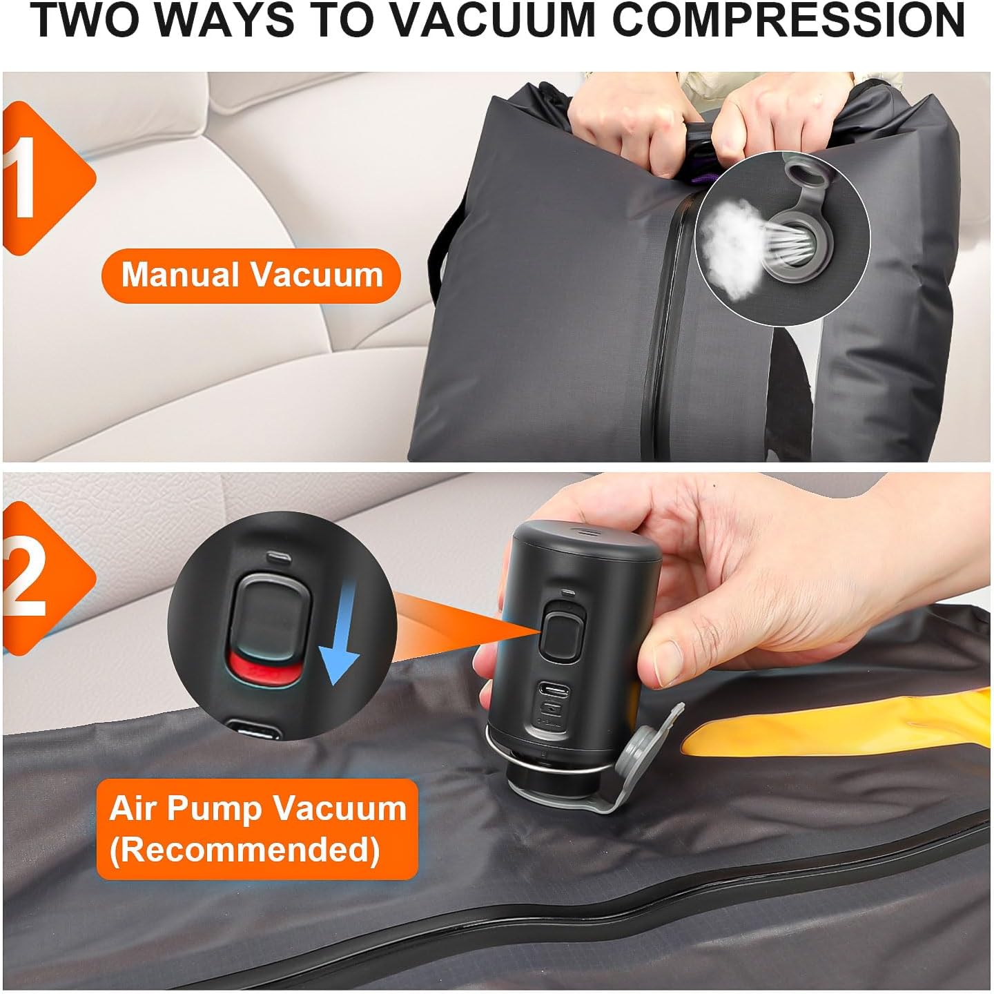 Niveaya Vacuum Bags for Travel with Wireless Pump, Reusable Compression Storage Bags for Suitcases & Closet, Space Saver, Waterproof & Durable