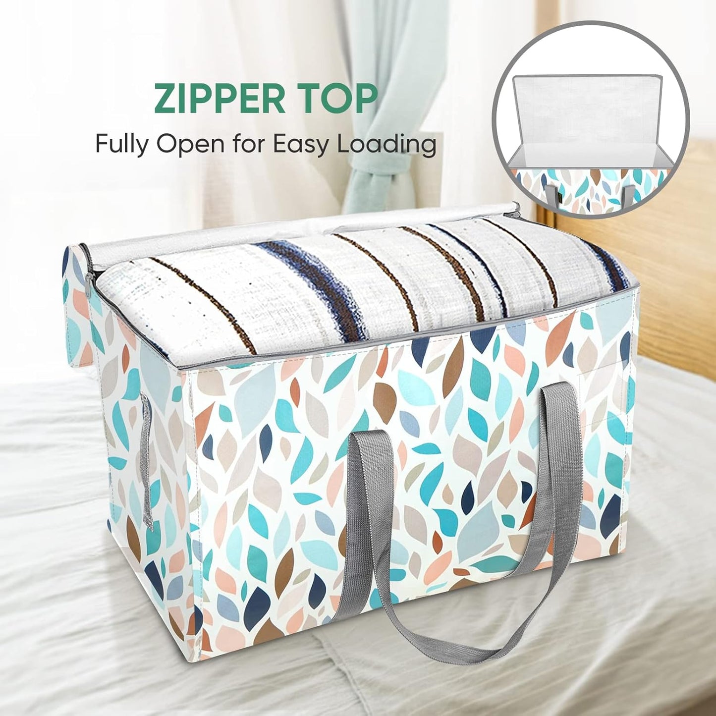 BALEINE 4-Pack Oversized Moving Bags with Reinforced Handles, Heavy-Duty Storage Tote for Clothes, Moving Supplies (Mosaic, 4-Pack)