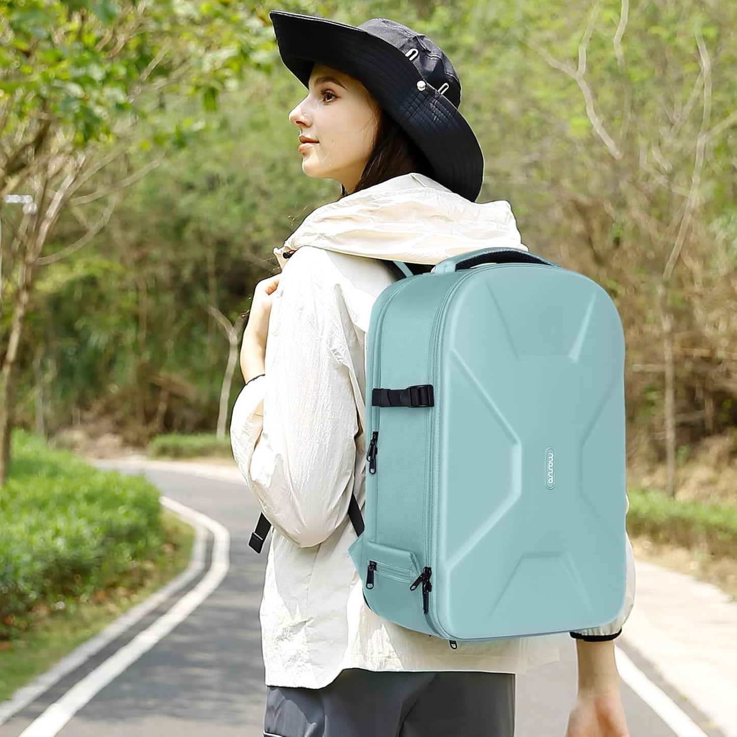 MOSISO Camera Backpack, DSLR/SLR/Mirrorless Photography Camera Bag 15-16 inch Waterproof Hardshell Case with Tripod Holder&Laptop Compartment Compatible with Canon/Nikon/Sony, Aquamarine