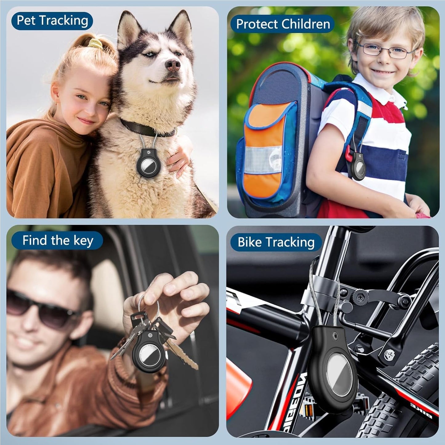 2 Pack Airtag Holder,Waterproof AirTag Case with Secure Lock, Airtags Keychain for Apple Airtag,Anti-Lost Protective Case Air tag Accessories for GPS Item Finder Tracker Luggage, Key,Pet,Cat Dog,Black