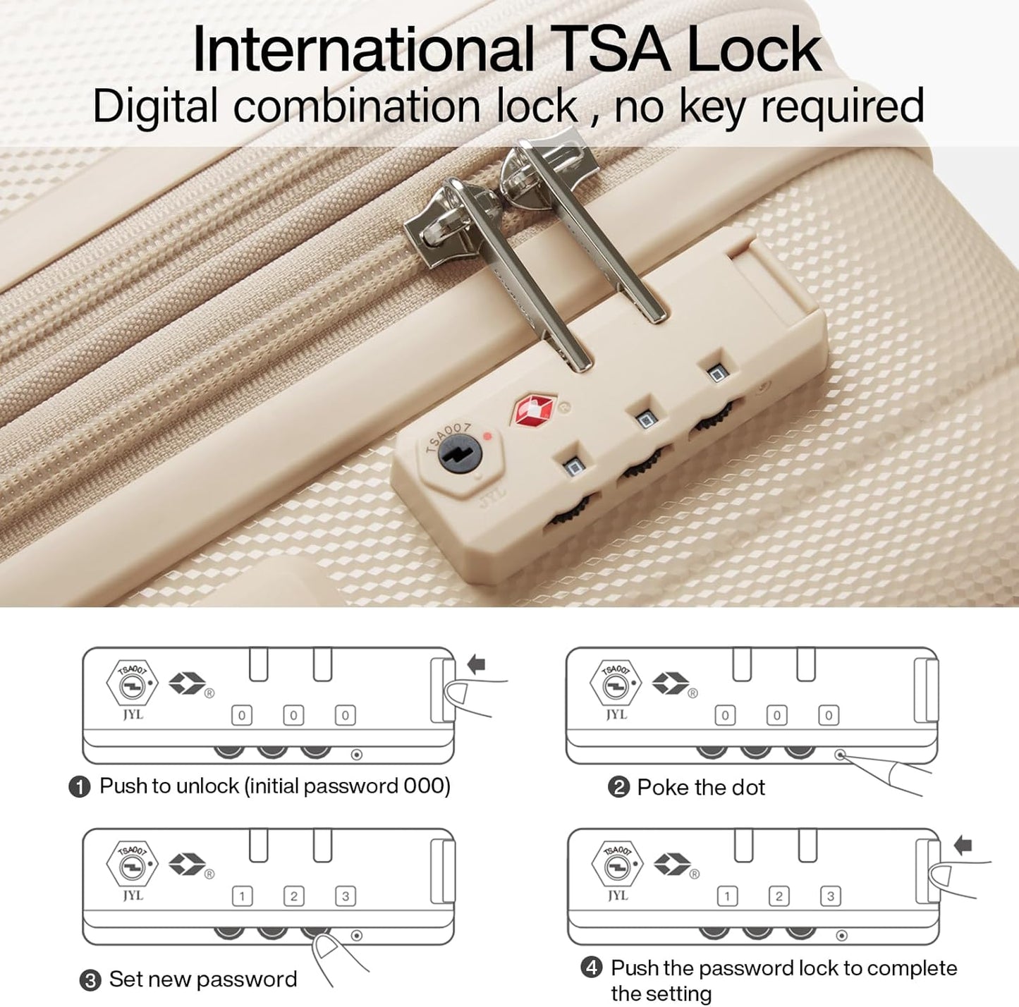 Hanke Expandable Hardshell Luggage Sets 3 piece Carry on Luggage with Wheels Suitcases Lightweight Checked Travel Luggage Rolling Large Suitcase Travel Luggage Bag Woman Men 20/24/29" Cuba Sand Pink