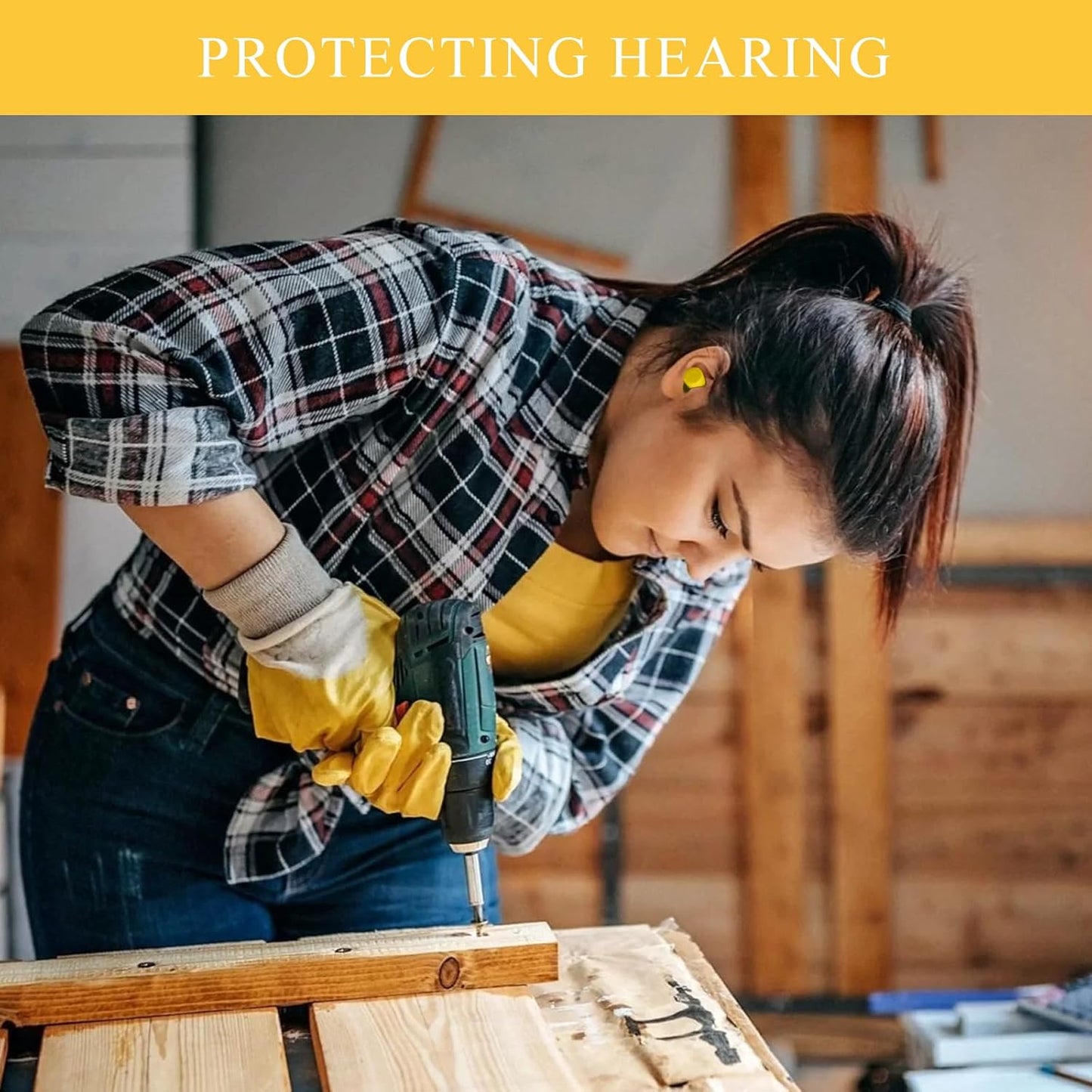 30Pair Soft Foam EarPlugs, 32dB Disposable Sound Blocking Noise Cancelling Ear Plugs for Concerts Loud Music/Shooting Guns/Work Construction, Hearing Safety Protection (Yellow)