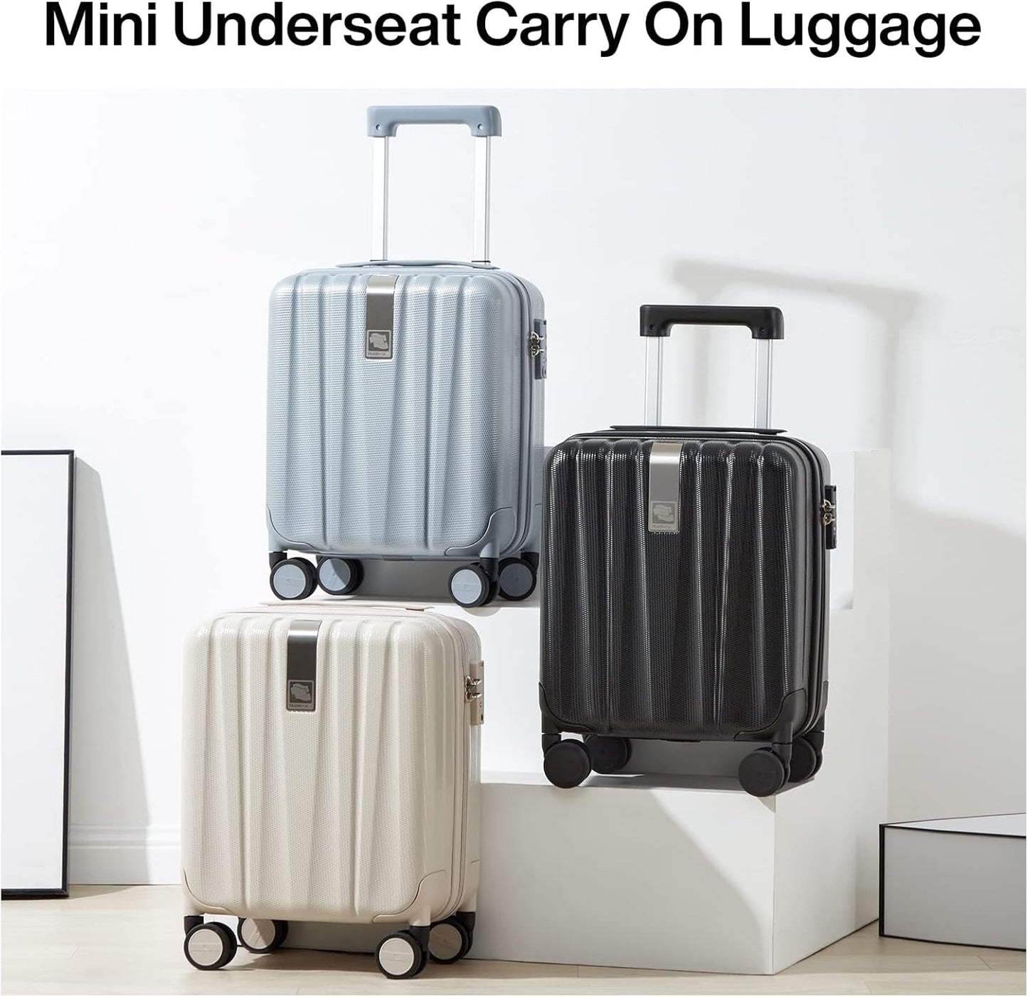 Hanke 14 Inch Underseat Carry On Luggage with Wheels Hard Shell Suitcases Carry On Bag Lightweight Small Mini Suitcase Travel Luggage for Travel(Gray)