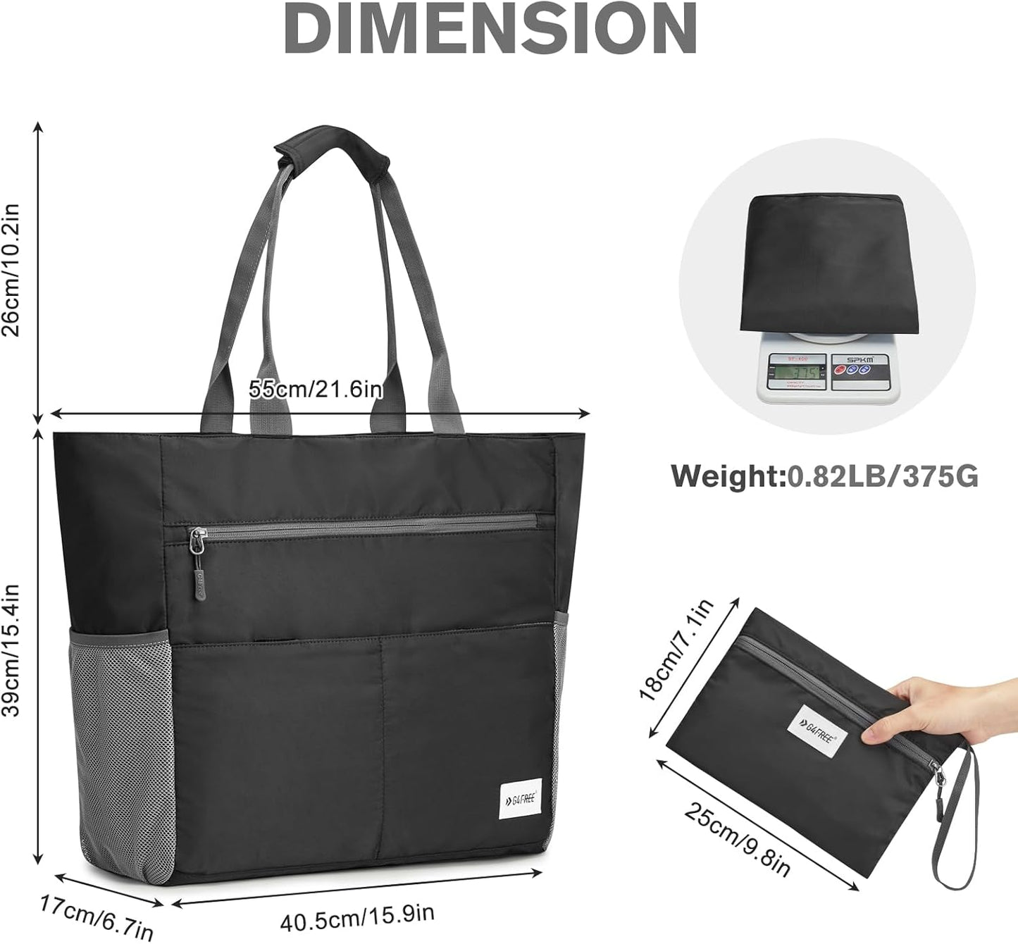 G4Free Beach Bag, Waterproof Sandproof Beach Tote Bag, Large Capacity Foldable for Women