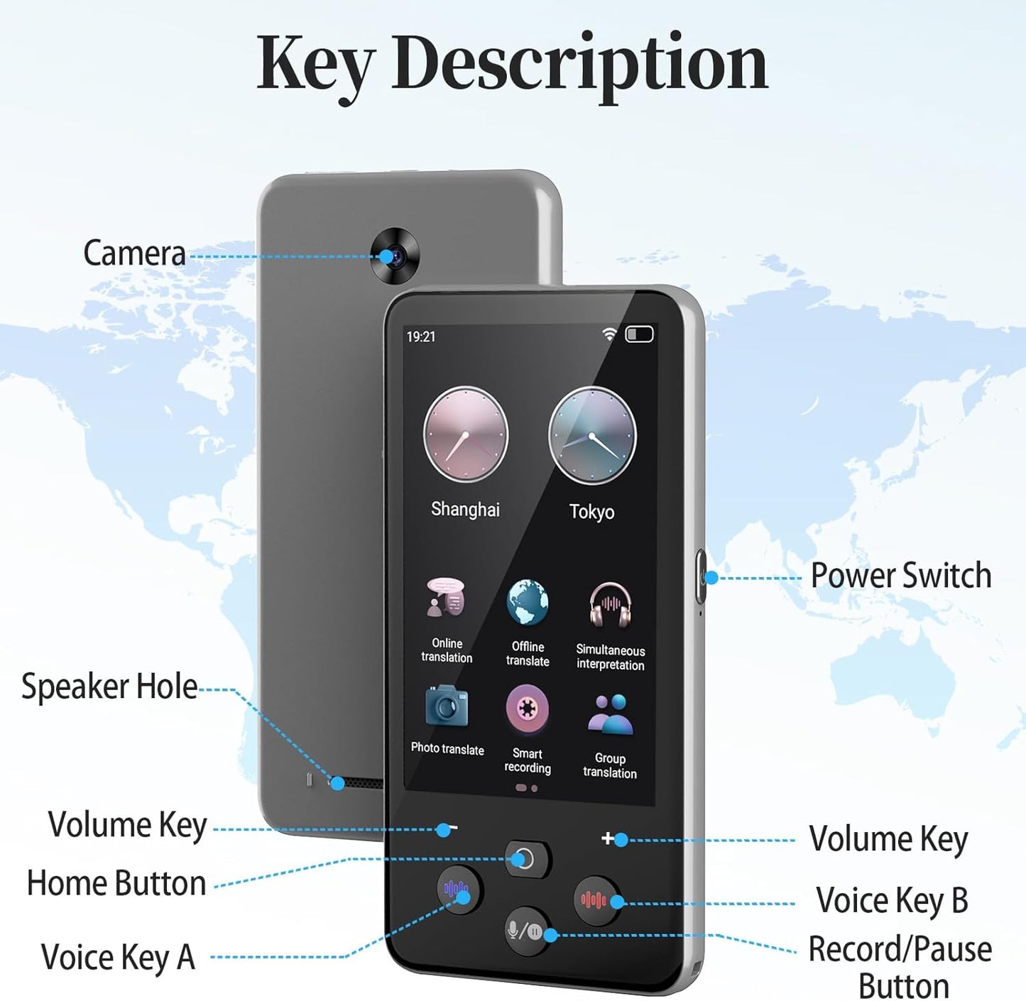 Language Translator Device, Real Time Translation Device for 138 Languages/Chatgpt/Offline/Recording/Photo Translator, 3.97"Touch Screen, Portable Translator for Business Travel Learning