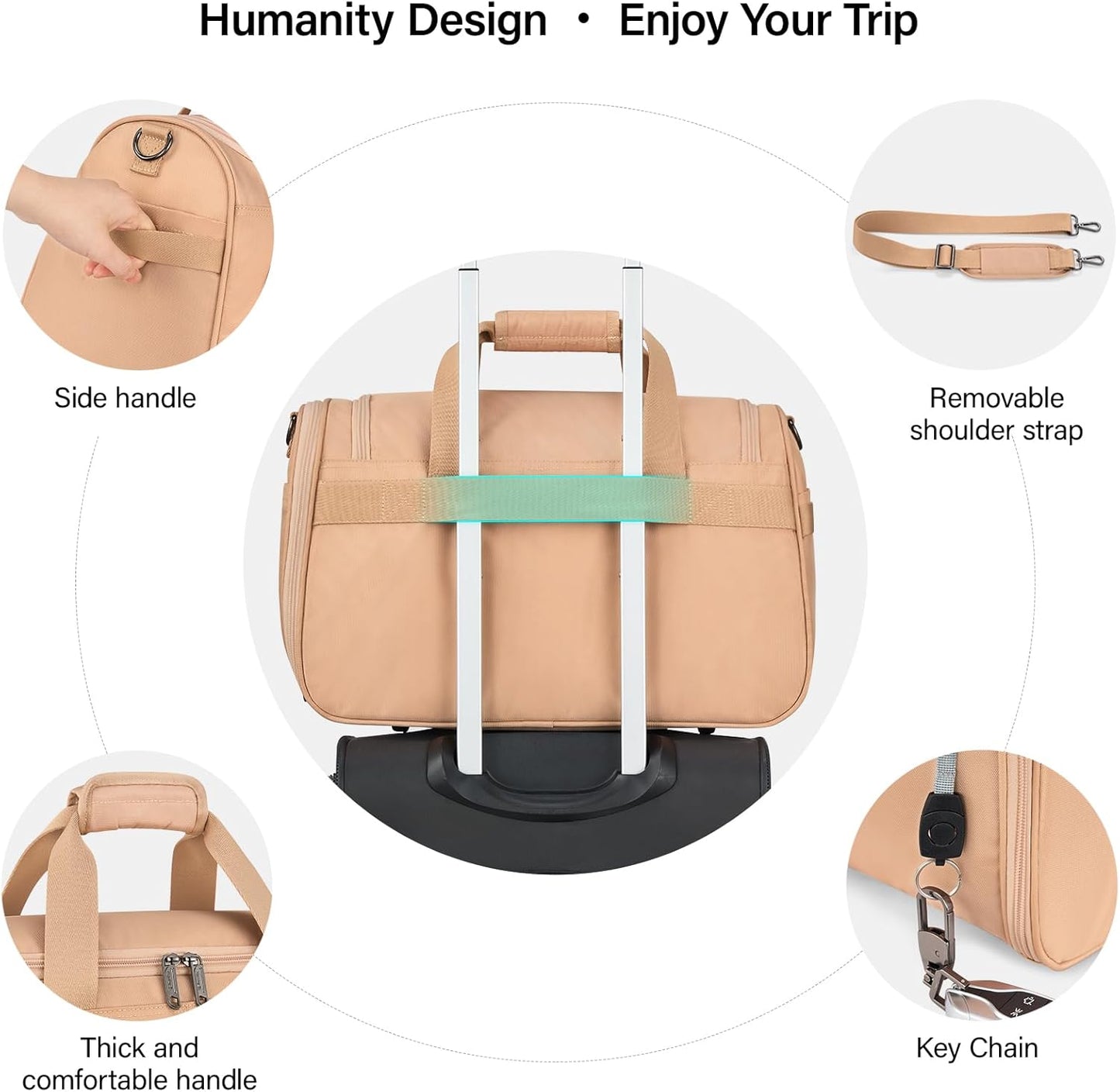 Hanke Foldable Underseat Carry On luggage Bag, Travel Tote Bag for Women & Men, Personal Item Travel Bag Softside Lightweight Luggage Bags for Travel Flight Crew Overnight Weekender.(Pink)