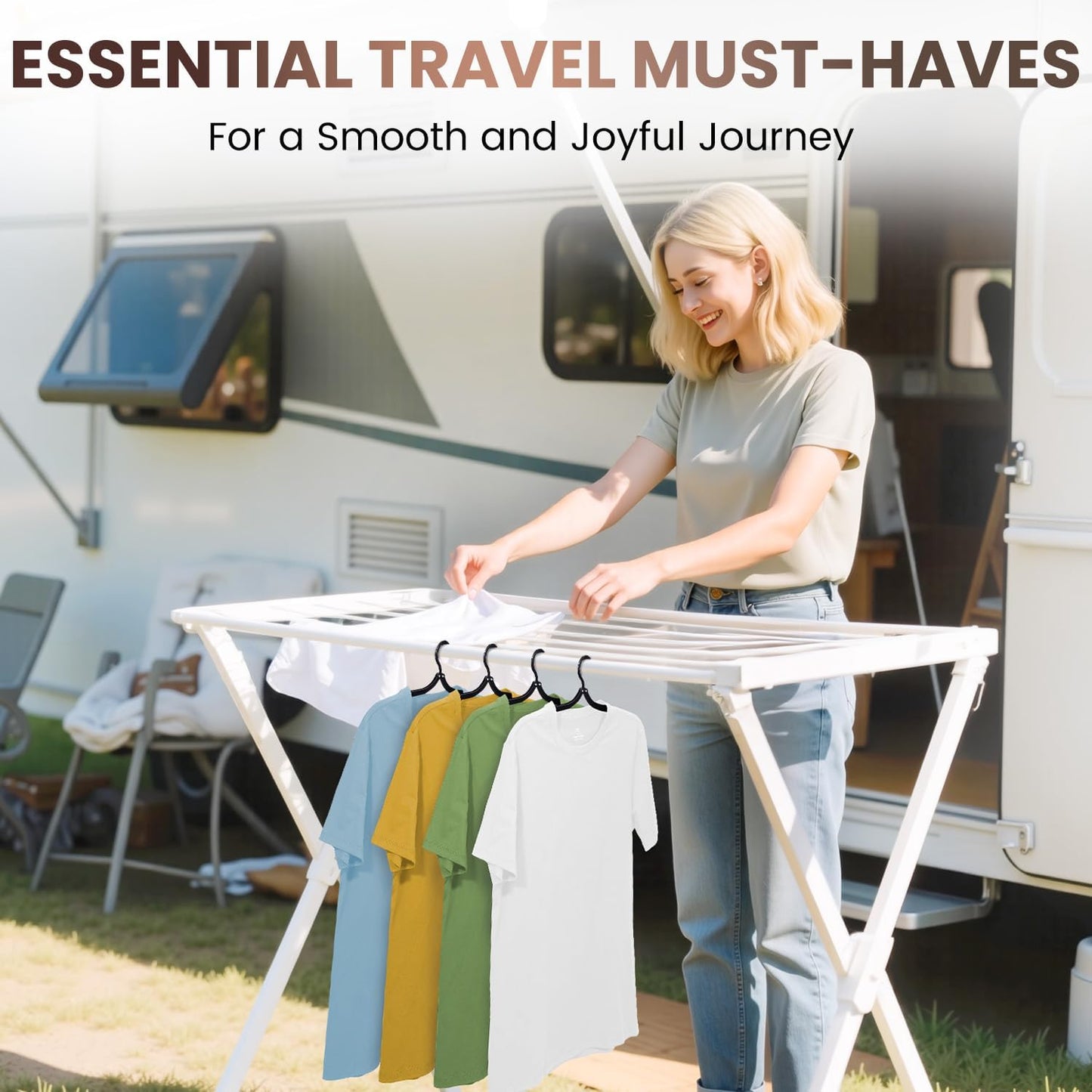 20 Pack Foldable Travel Hangers with 12 Clips - 2025 Cruise Essentials, Portable Collapsible Plastic Hangers-Travel Must Haves for Suitcase, Hotel, RV, Road Trip, Flying, Camping | Black