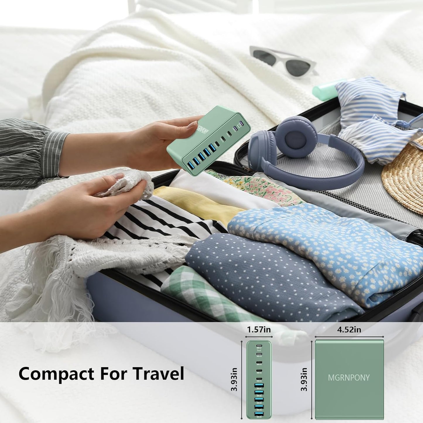 320W USB C Charger Block, 10-Port USB C Charging Station GaN III PD 65W PC Laptop Fast Charger Adapter for MacBook Pro/Air, DELL, iPad, iPhone, Samsung Galaxy (Green)