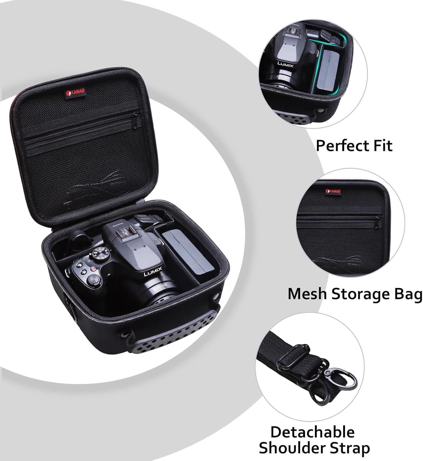 Hard Camera Case Bag Compatible with Canon EOS Rebel T7/T100/T6/R50/R6 or Kodak Pixpro AZ405/AZ425/AZ255/AZ401/AZ252/AZ528 DSLR Camera,for Canon Sony Kodak Panasonic Nikon Mirrorless Camera,Black