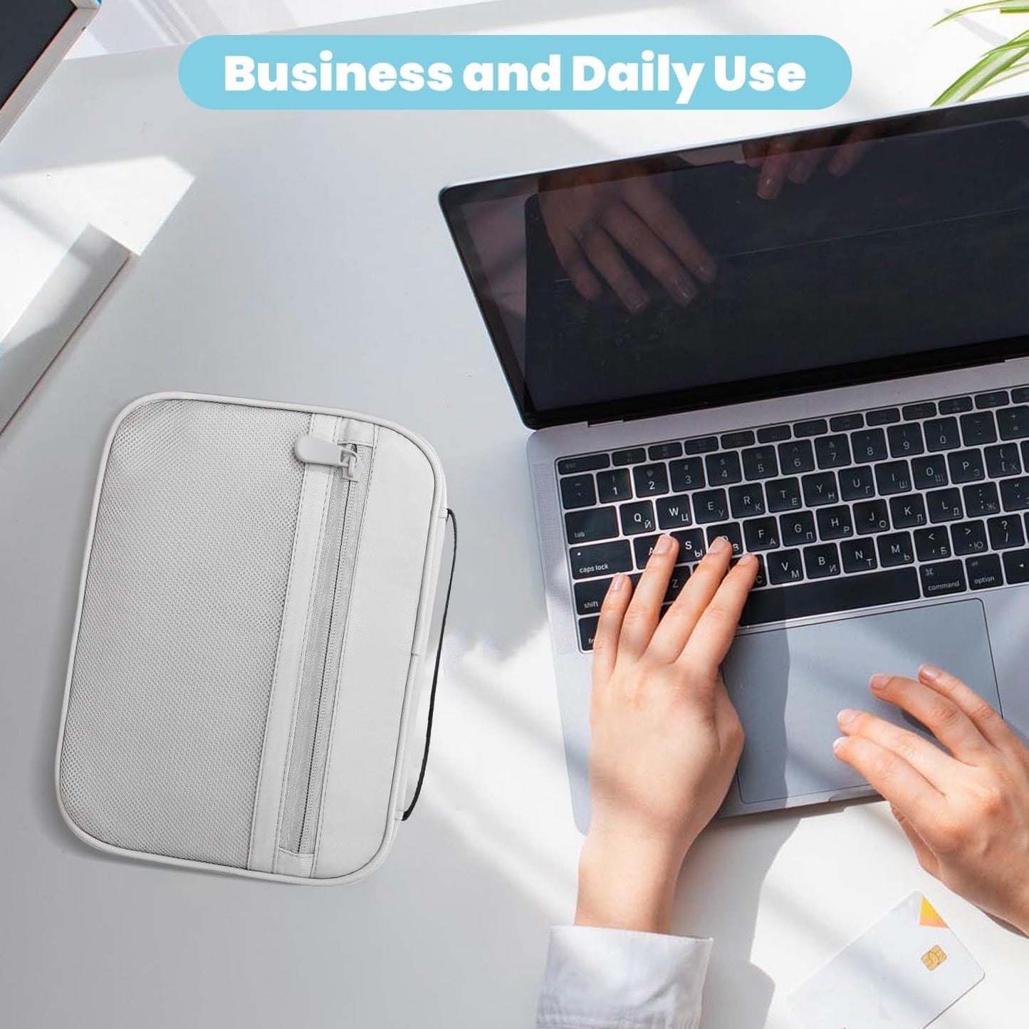 Electronics Organizer Bag, Portable Cable Organizer Case Travel Electronic Accessories Storage Case - Travel storage bag for Cables, Chargers, Phone, SD Cards - Grey