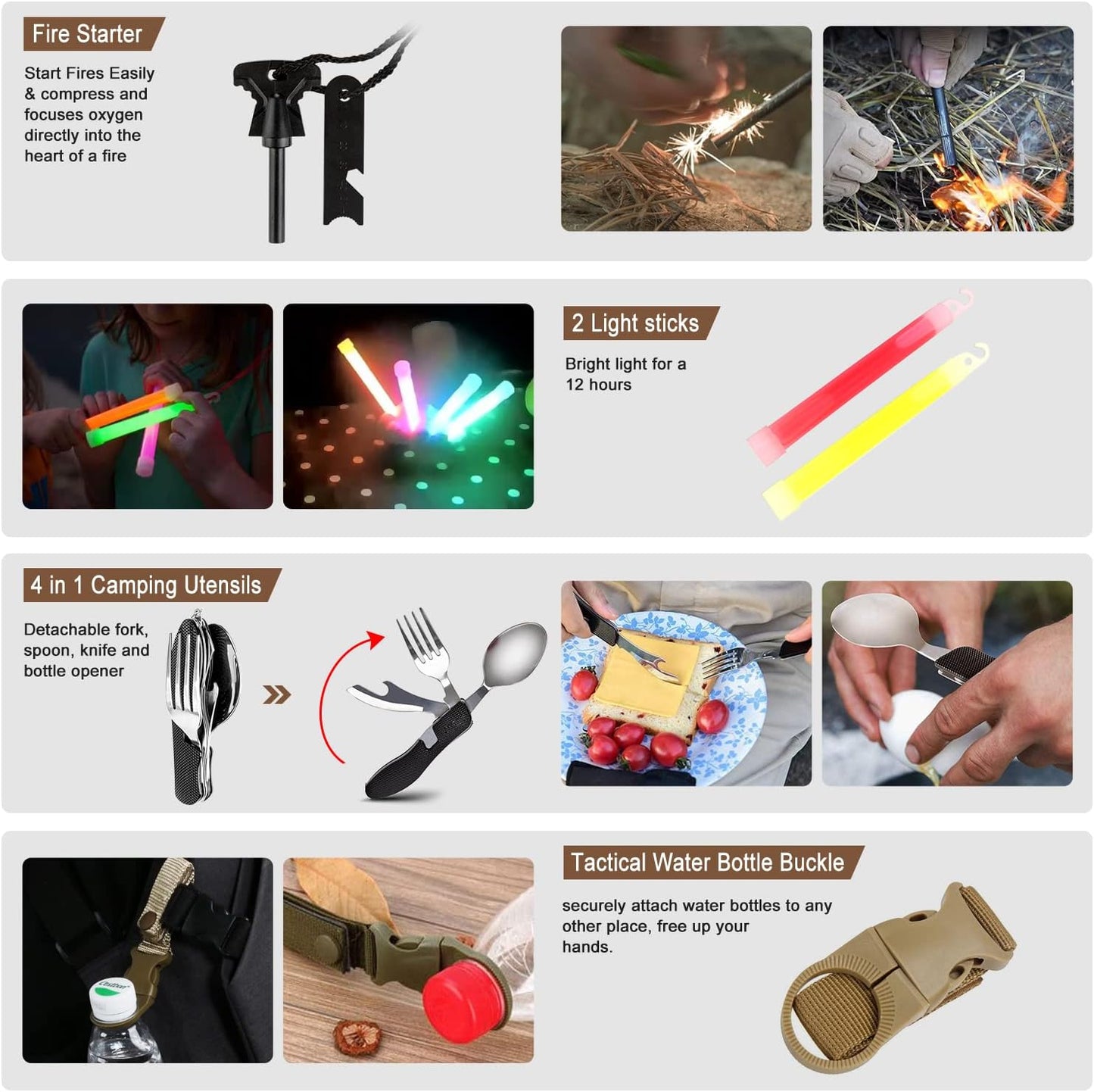 238Pcs Emergency Survival Kit and First Aid Kit, Professional Survival Gear Tool with Tactical Molle Pouch and Emergency Tent for Earthquake, Outdoor Adventure, Camping, Hiking, Hunting