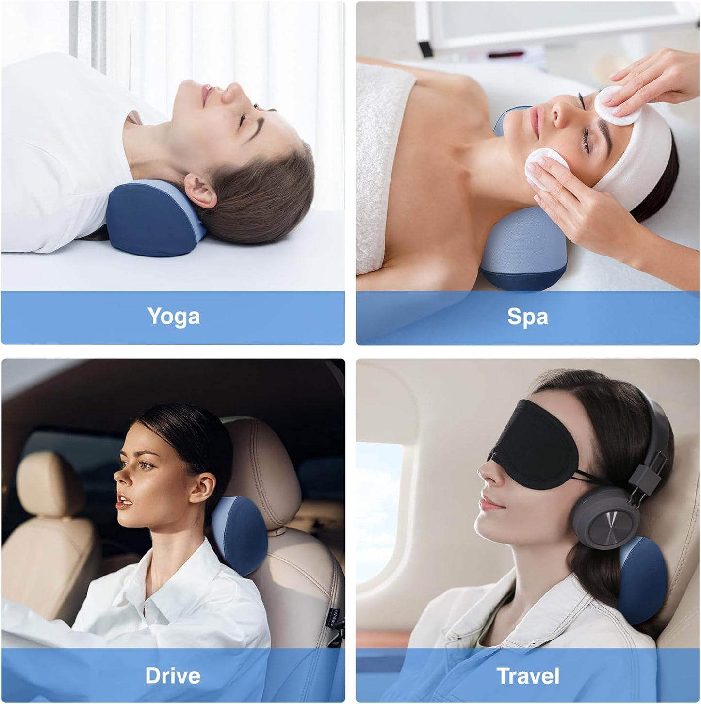 Neck Cervical Pillow Cervical Traction Device Lumbar Support Memory Foam Roll Pillow Muscle Relief Shoulder Pain Relaxer Blue