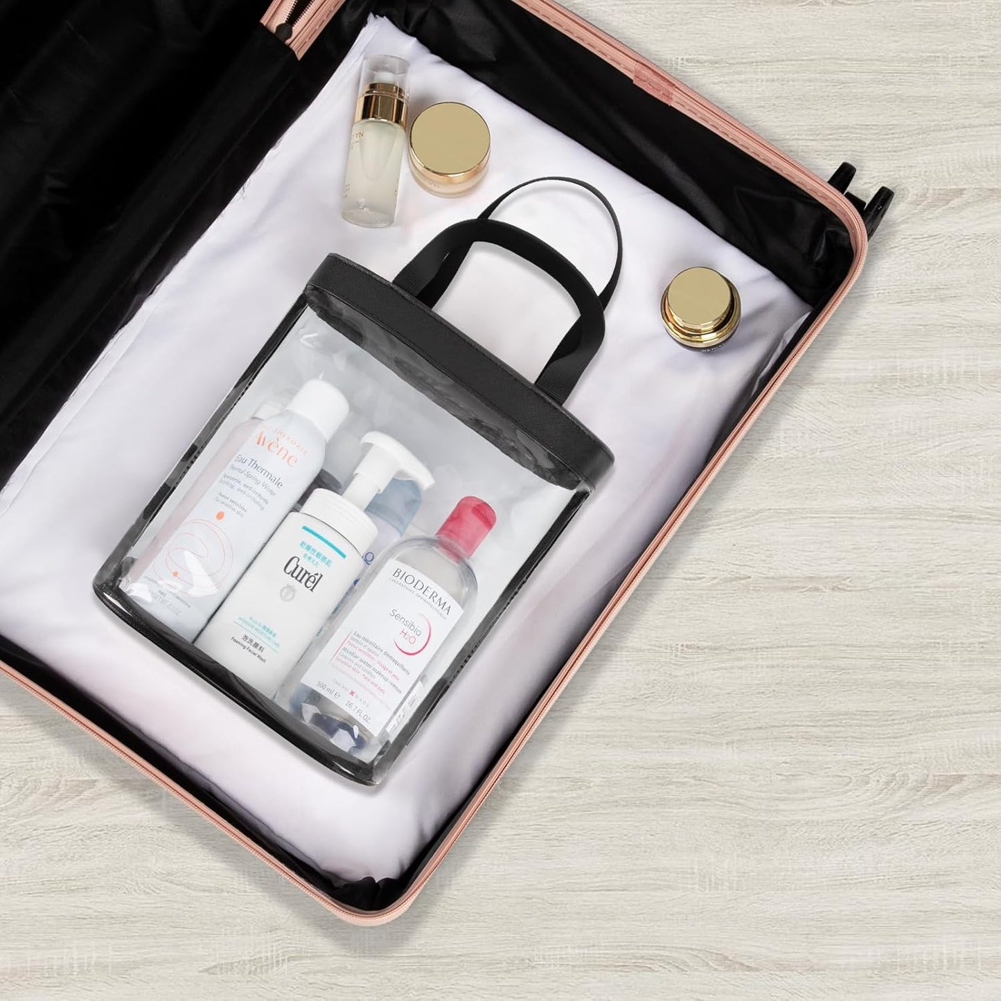 Travel Toiletry Bag, Clear Toiletry Bag for Women, Large Transparent Makeup Bag, Waterproof Clear Tote Bag Cosmetic Organizer, Portable Toiletry Bath Bag for Bathroom, Gym, Beach, Swimming, Traveling