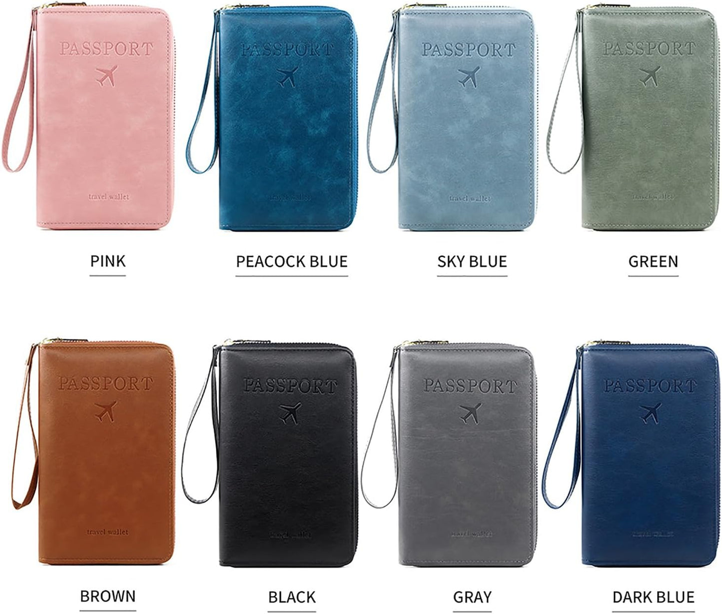 Rowgins Rfid Blocking Passport Holder Wallet, Rowgins Rfid Passport Holder with Zipper, PU Leather PassportHolder for Travel (GRAY)