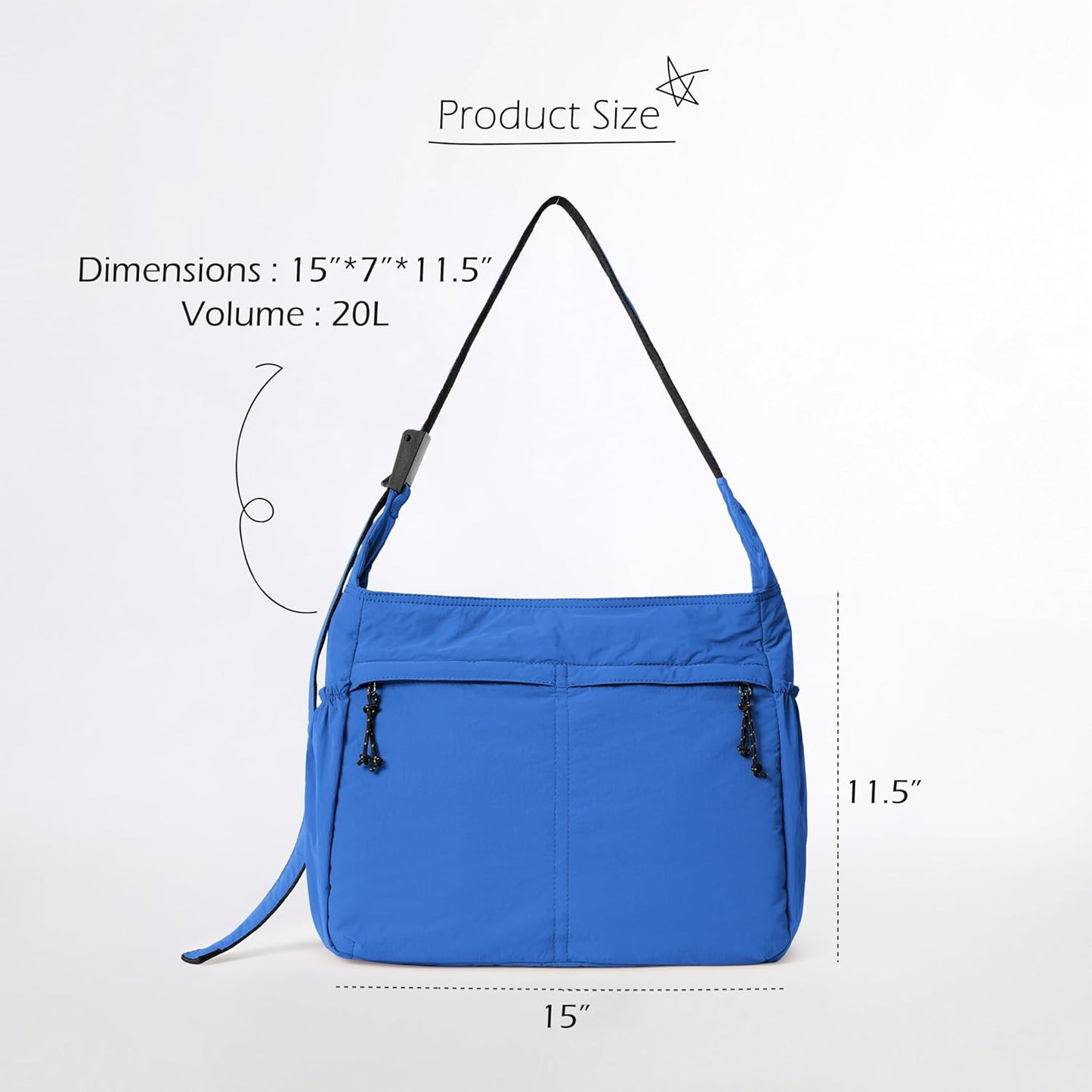 ODODOS 20L Crossbody Tote Bag Large Capacity Lightweight Hobo Shoulder Sling Bags for Gym Shopping Beach Travel