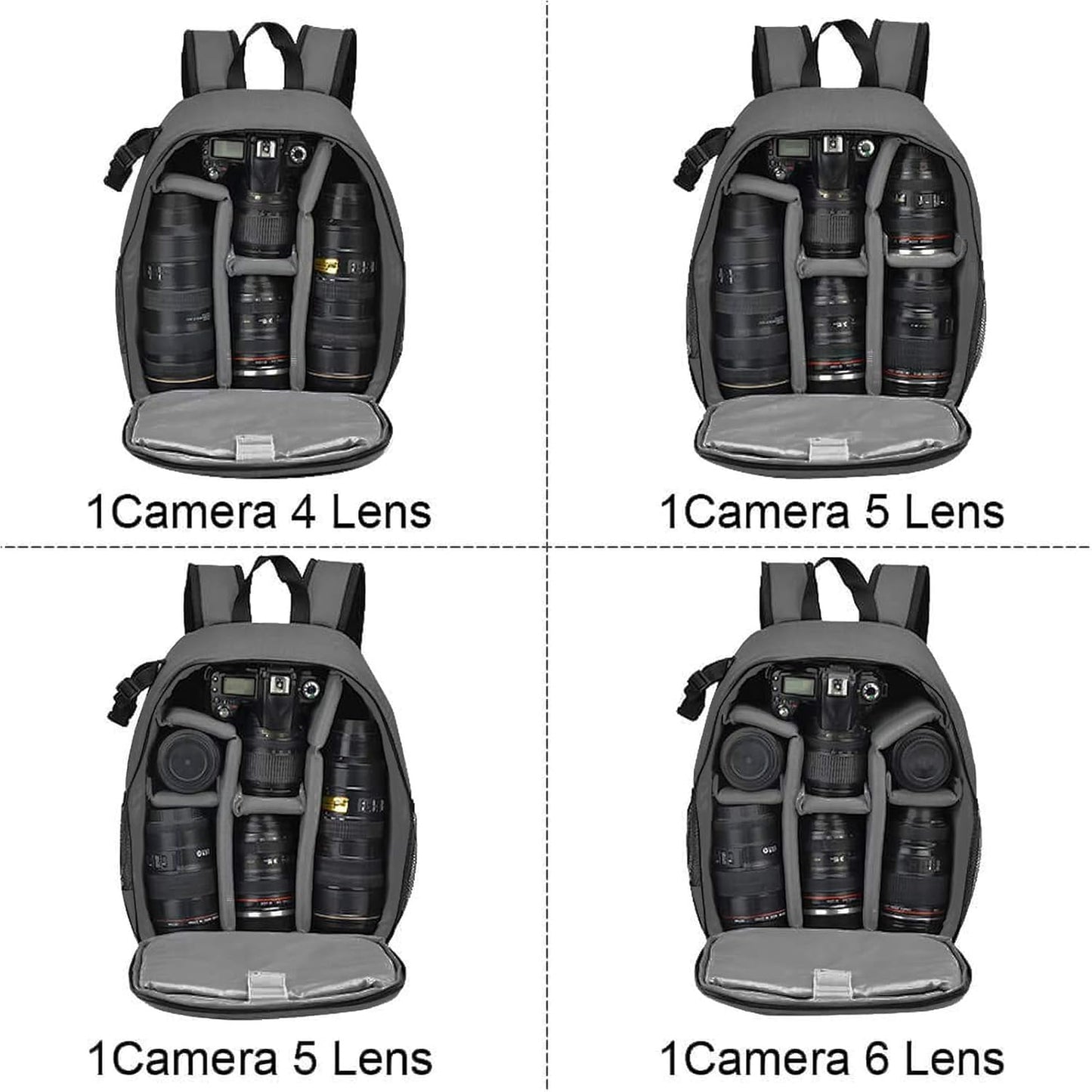 CADeN Camera Backpack Bag Professional for DSLR/SLR Mirrorless Camera Waterproof, Camera Case Compatible for Sony Canon Nikon Camera and Lens Tripod Accessories Gray
