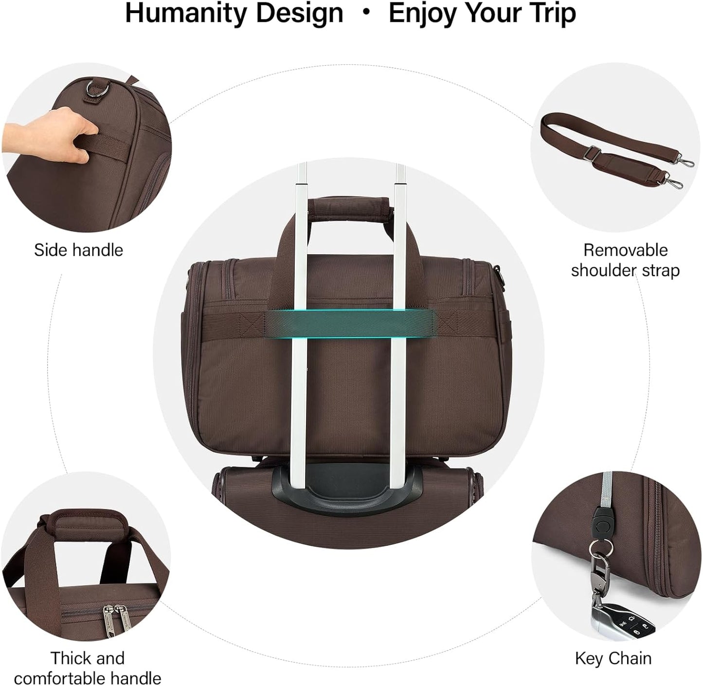 Hanke Underseat Carry On luggage Bags for Travel, Foldable Travel Bags for Women, Soft Lightweight Personal Item Travel Bag Small Carry On Bags for Airplanes, Travel Tote Bags for Women Men.(Coffee)