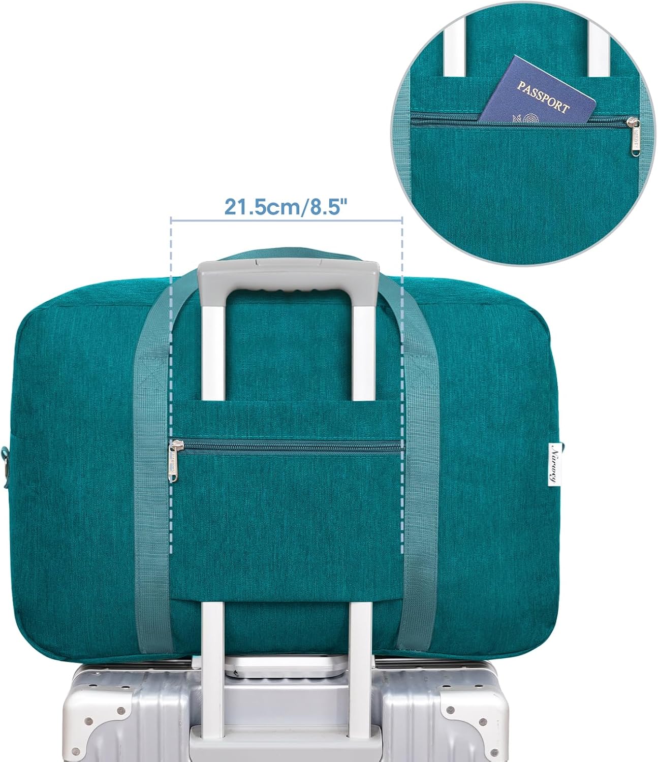 Carry on luaggage 22x14x9 Airlines Approved Foldable Carry on Bag Travel Duffel Packable Duffle Overnight for Women and Men 40L (Teal)