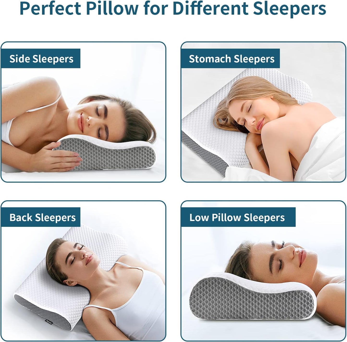 Neck Pillow Memory Foam for Pain Relief Bed Pillow for Sleeping, Ergonomic Orthopedic Cervical for Neck and Shoulder Pain, Side Back Stomach Sleeper