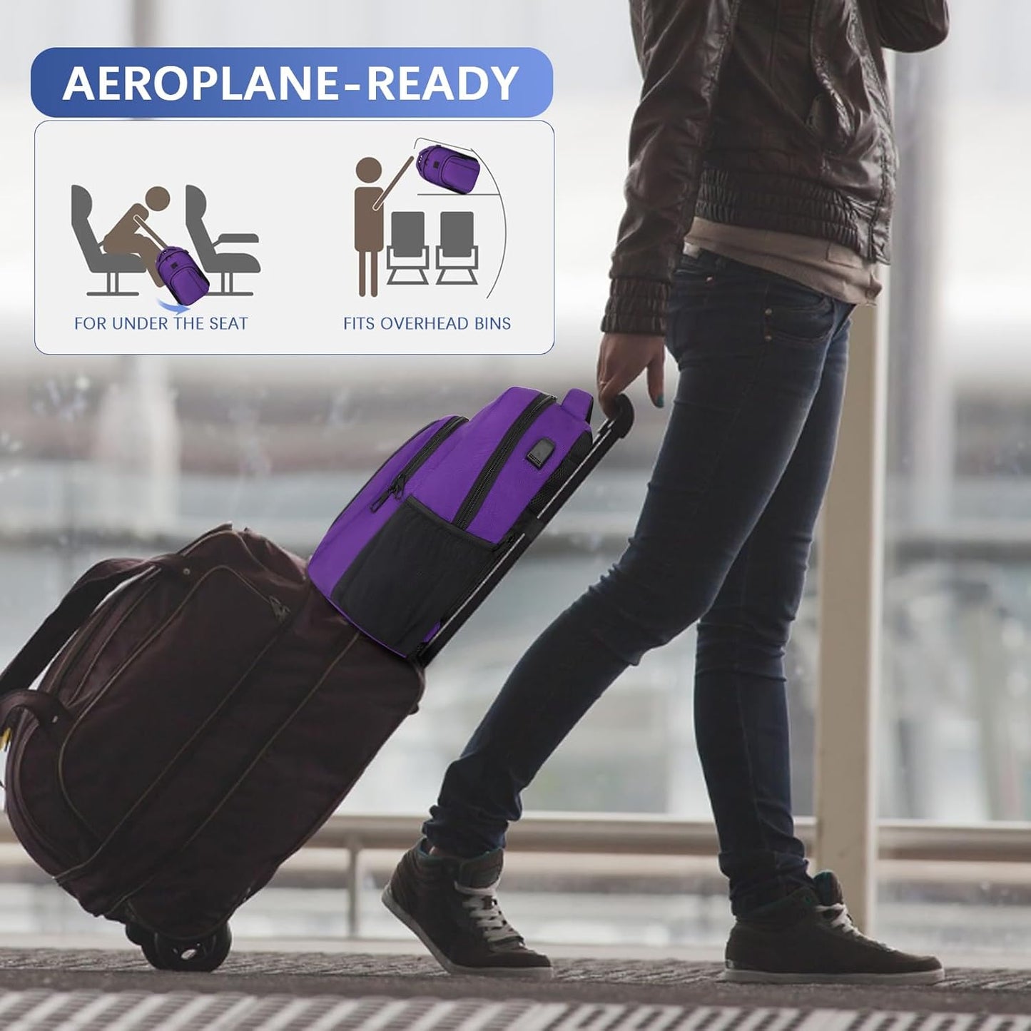 LARIPOP Travel Laptop Backpack,15.6 Inch Business Laptop backpack for Men Women with USB Charging Port,Water-Resistant Laptopack Weekender Daypack for Work College Computer