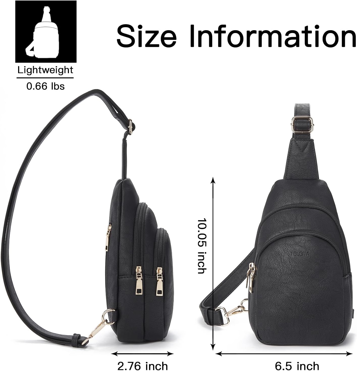 Telena Small Sling Bag for Women Leather Crossbody Fanny Packs Chest Bag for Women