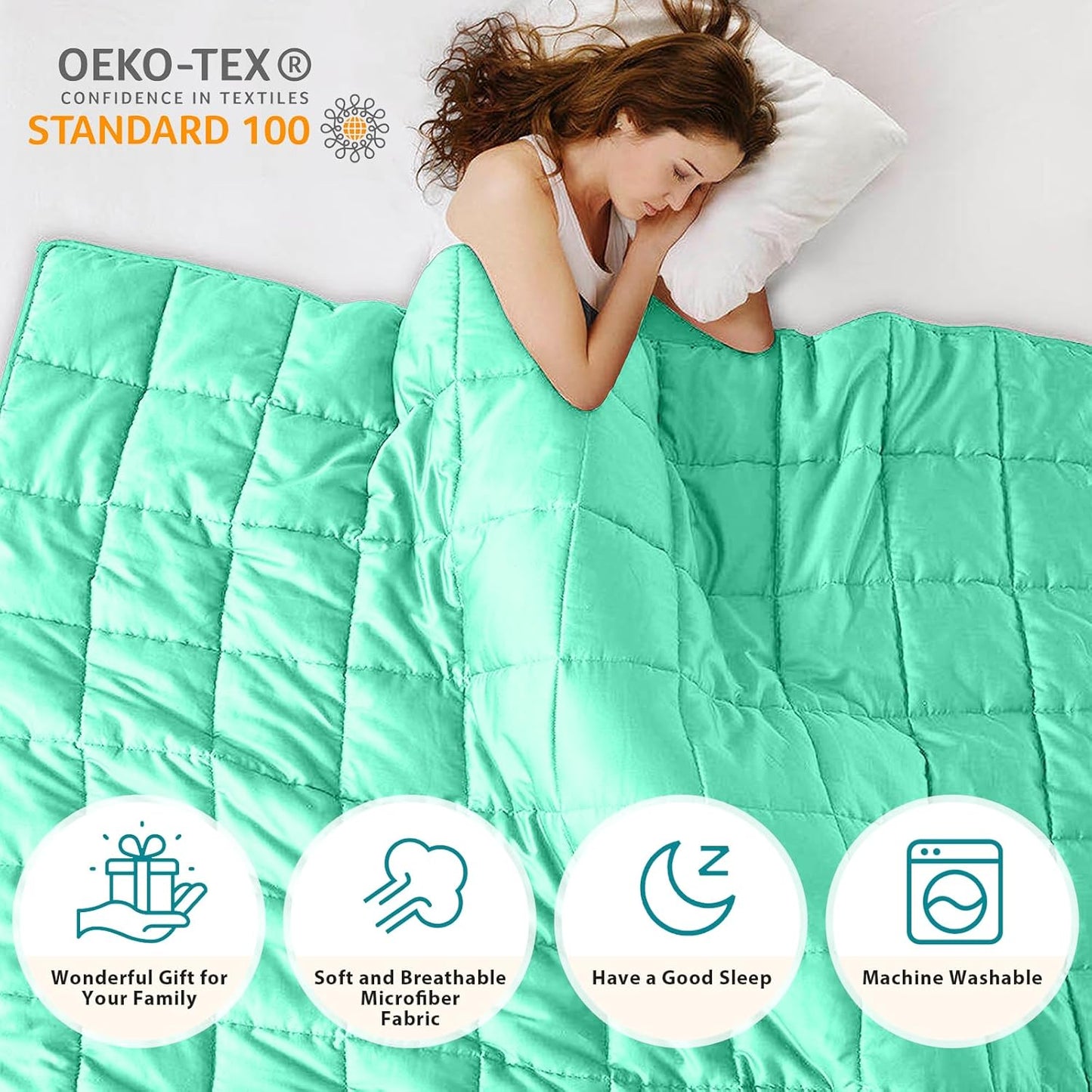 L'AGRATY Weighted Blanket - 48"x72" 20lbs Cooling Breathable Heavy Blanket with Glass Beads for Adult All-Season