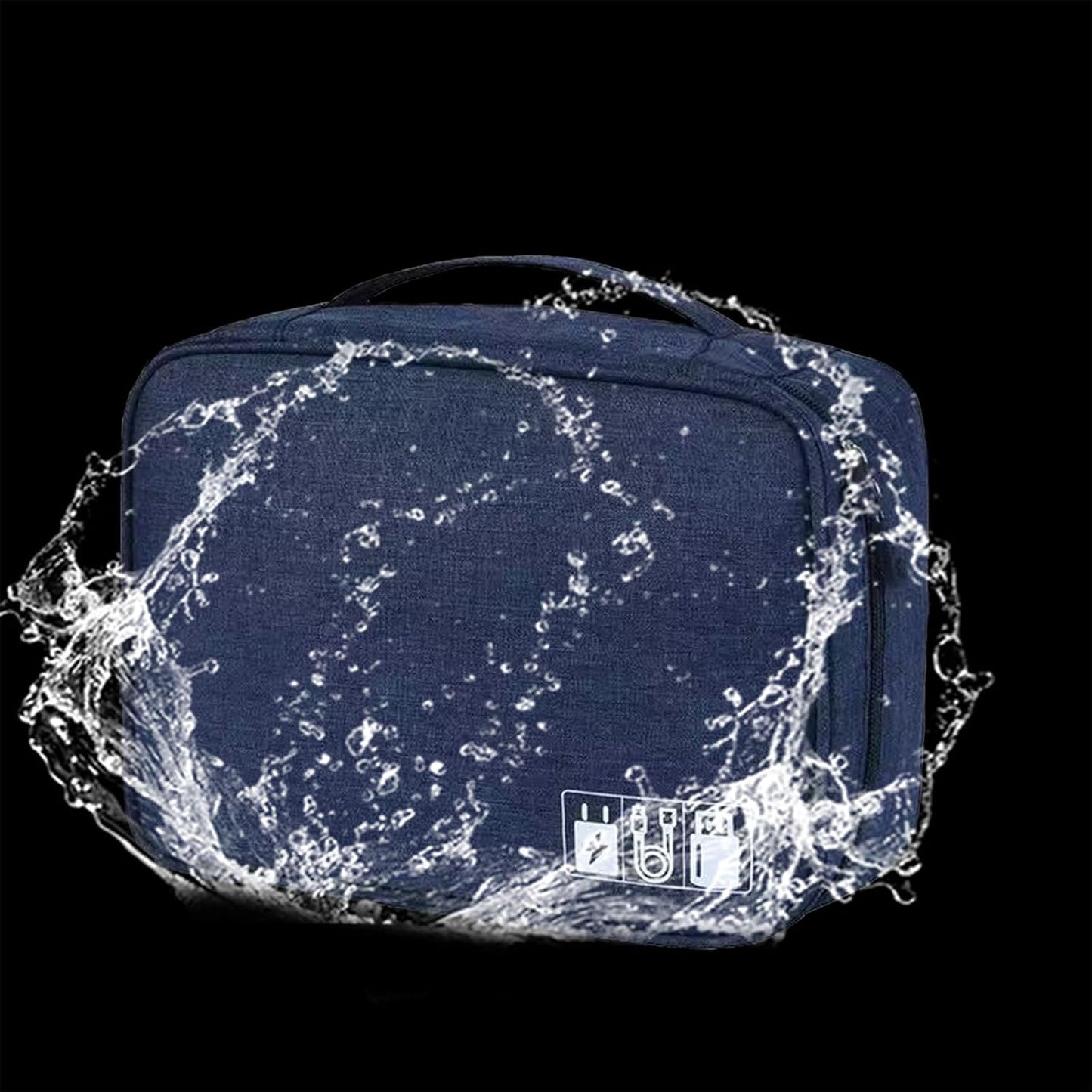 Cable Organizer bag for women or men,Electronic Accessories Carry Case Portable Waterproof Double Layers All-in-One Storage Bag for Cord, Charger, Phone, Earphone (Navy blue)