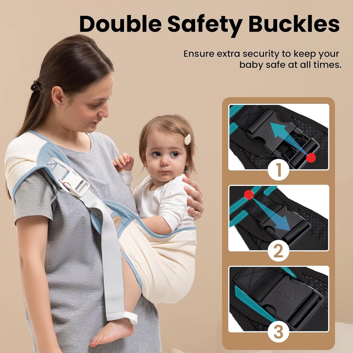 Baby Carrier Newborn to Toddler, Baby Sling Carrier, Toddler Carrier 25-60 lbs with Adjustable Straps, Soft Padded Edges, Lightweight and Travel-Friendly Newborn Baby Carrier