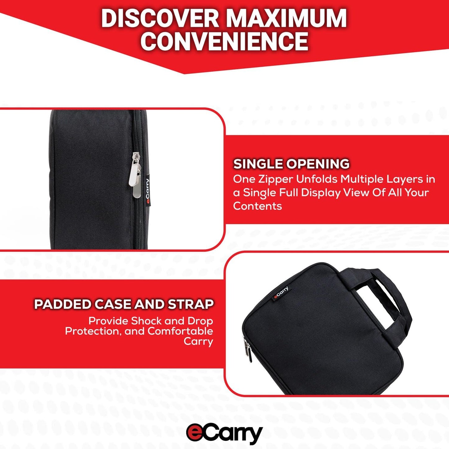 Electronics Organizer Case - Multi-Layer Full Flat Opening With Compartments and Pockets - Cord Organizer for Accessories, Cables, Electronics Travel