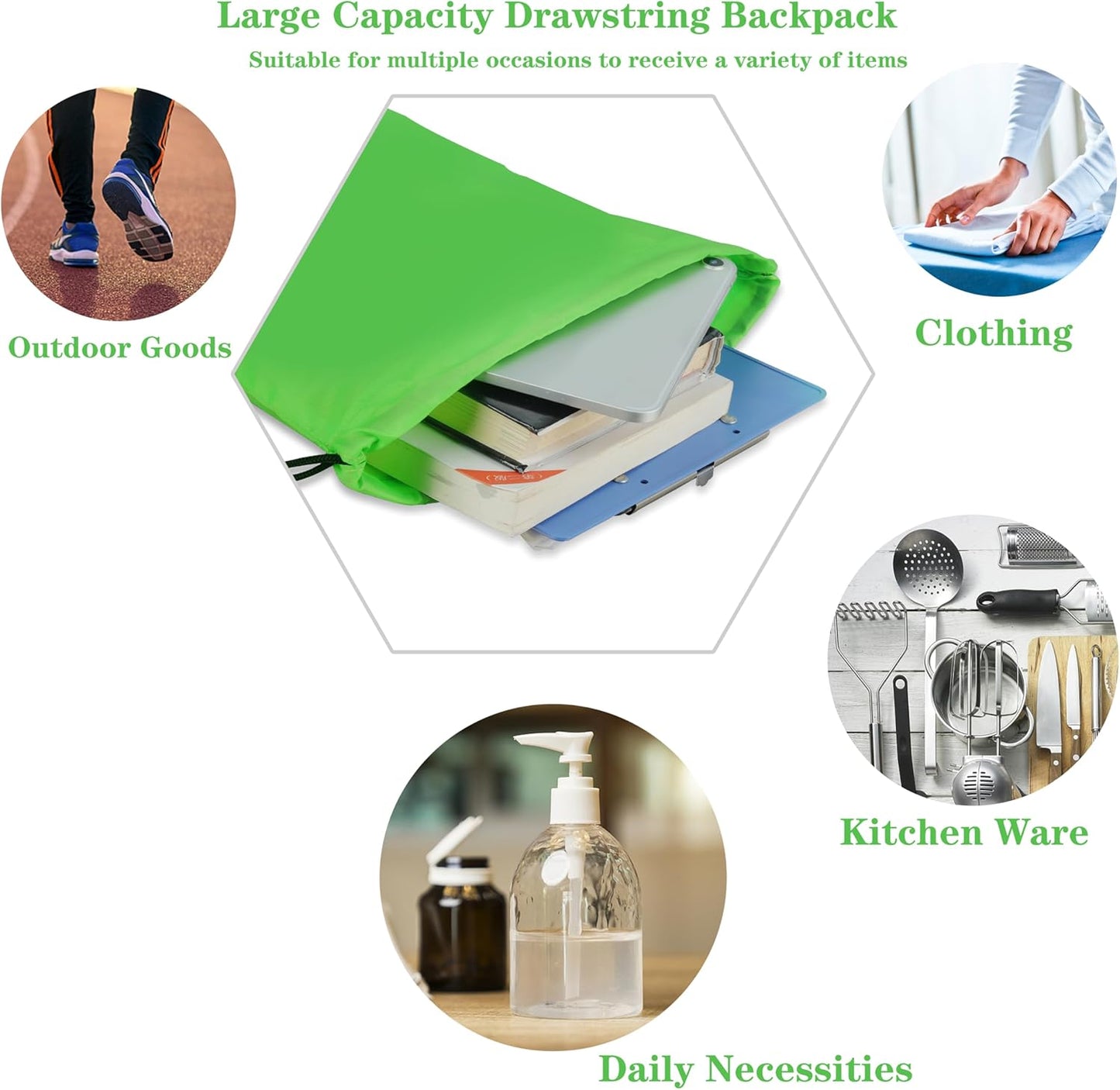 10 Colors Drawstring Backpack Bags Sack Pack Cinch Tote Sport Storage Polyester Bag for Gym Traveling