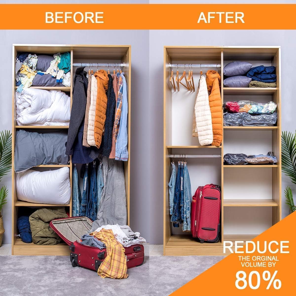 10 Medimu Vacuum Storage Bags with Electric Pump, Plastic Packaging Bags,Space Saver Sealer Compression Bags for Blankets, Comforters, Pillows, Clothes Storage