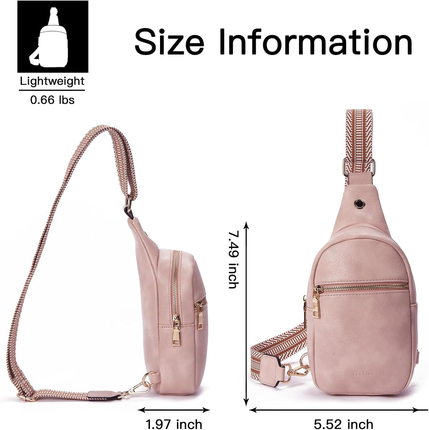 Telena Small Sling Bag for Women Leather Crossbody Fanny Packs Chest Bag for Women