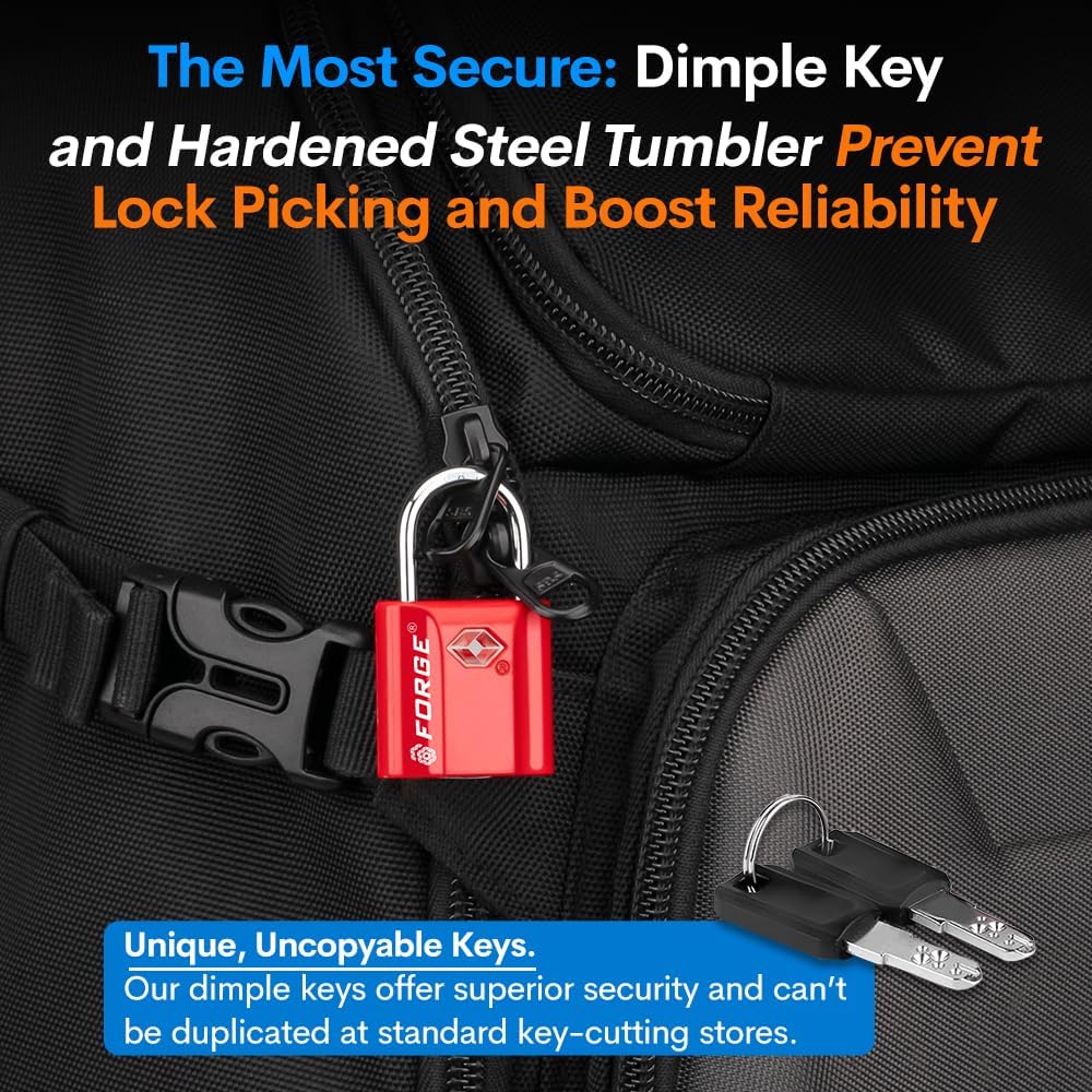 TSA Approved Luggage Locks, Ultra-Secure Dimple Key Travel Locks with Zinc Alloy Body