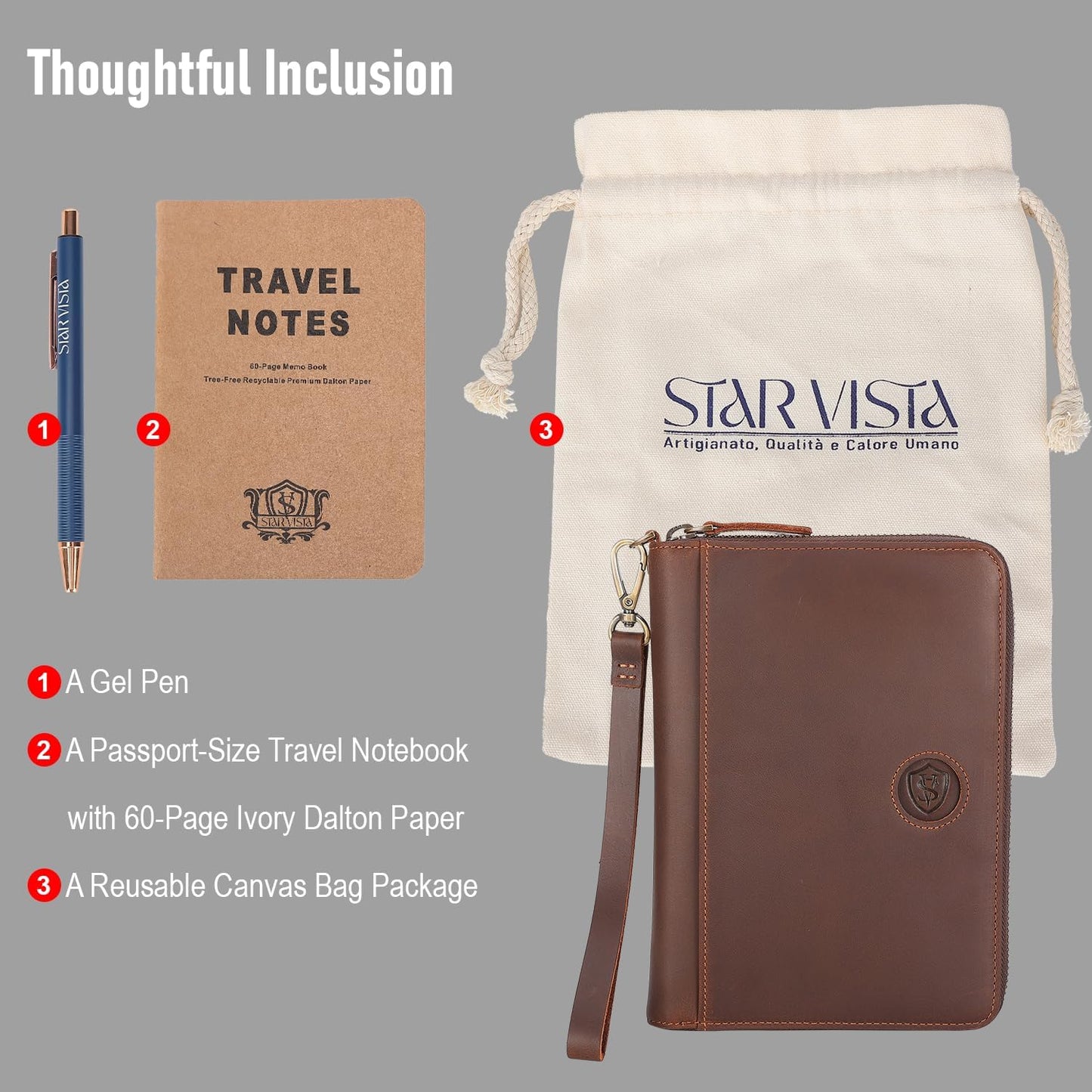 STAR VISTA Lorenzo Full Grain Leather Family Passport Wallet for 4, Large Travel Document Organizer for Exquisite Voyagers, Multi-Currency Compartments, RFID Blocking, AirTag Track, Espresso Brown