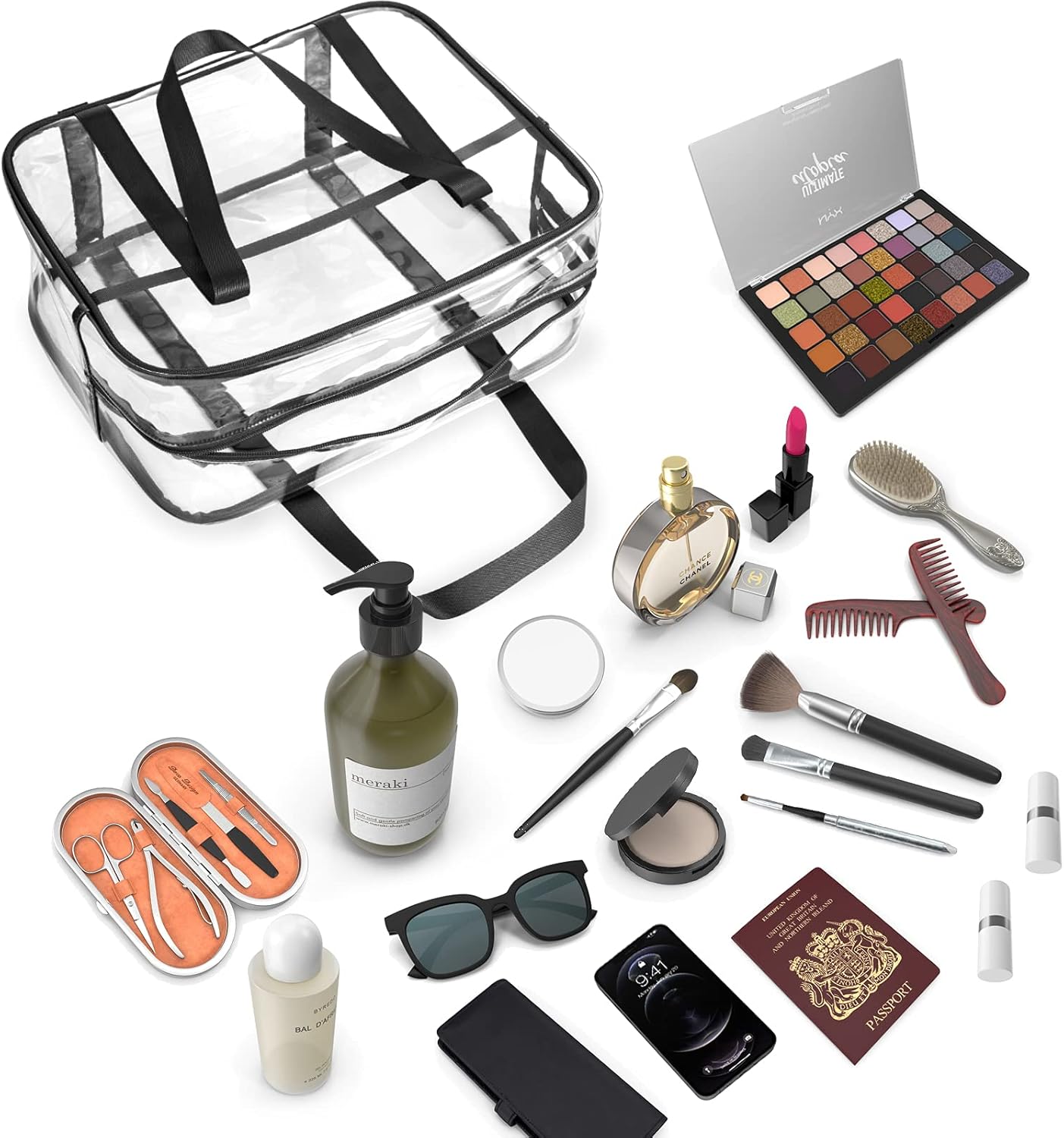 Clear Toiletry Bag Thick Transparent Cosmetic Bag Waterproof Makeup Artist Large Bag Diaper Case Luggage Organizer Storage Easy Clean Large