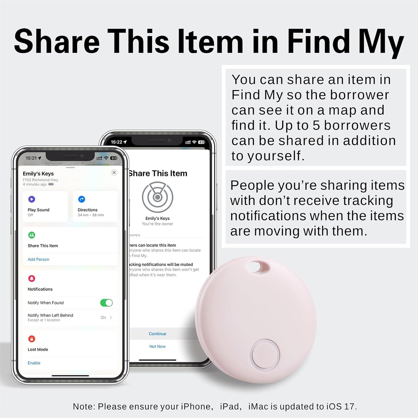 Reyke Air Tracker 4 Pack, Smart Tag Luggage Finder, Works with Apple Find My (iOS Only), Item Locator for Keys, Luggage, Backpack, IP67 Waterproof