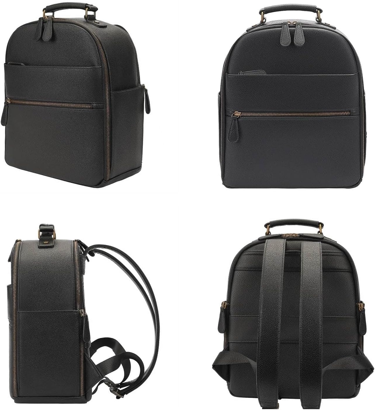 Small Camera Backpack, Classic PU Leather with 11 Inch Pad/Tablet Compartment, Professional Camera Bag for Photographers for DSLR, 10L Black