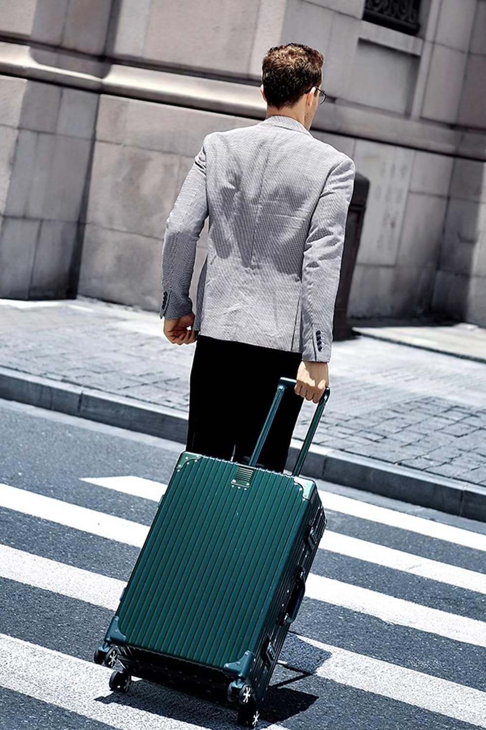 HotWay Carry On Luggage with Aluminum Frame, 20 Inch PC Hard Shell Suitcase with Spinner Wheels and TSA Lock, Lightweight Luggage for Travel (22x14x9 Airline Approved), Green