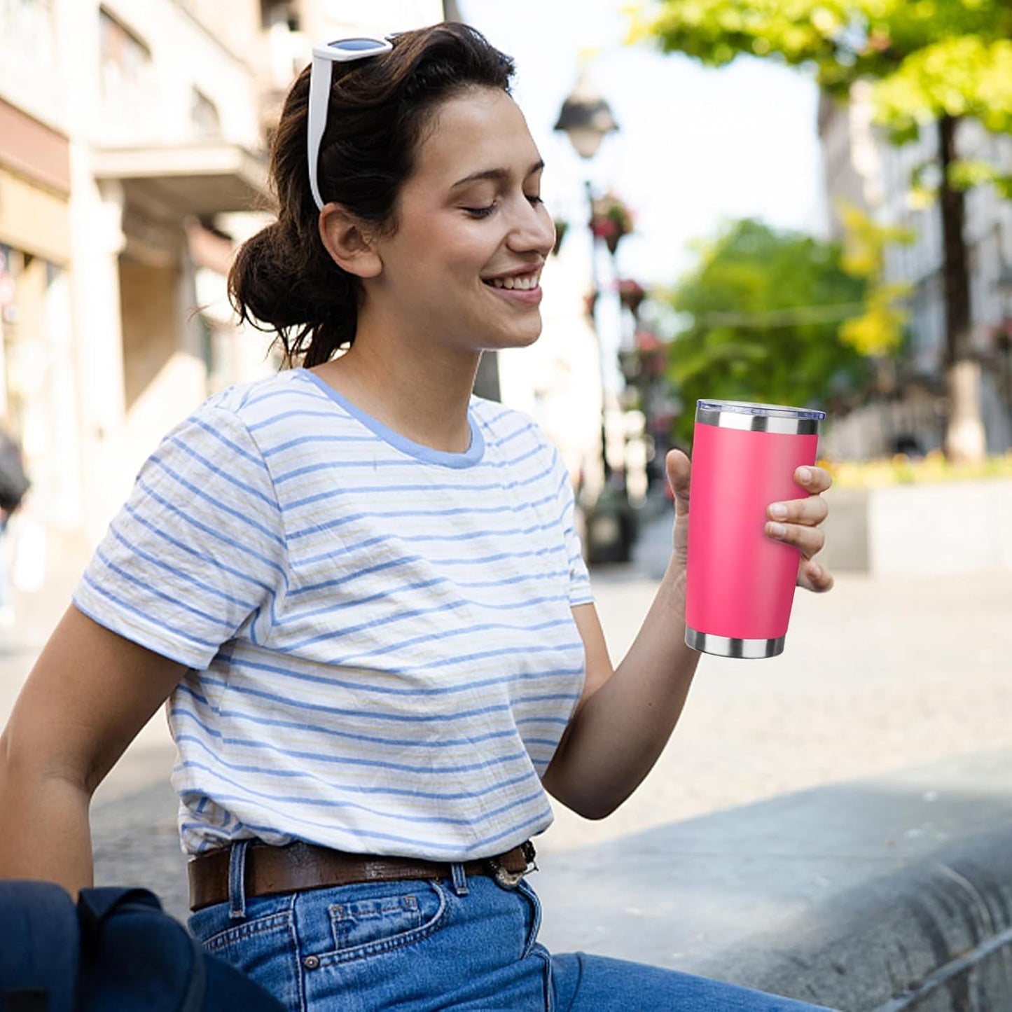 20oz Tumbler with Straw and Brush, Stainless Steel Vacuum Insulated tumbler, Double Wall Insulated Coffee Tumbler for Outdoor, Home, Travel,Office (peach,4pcs)