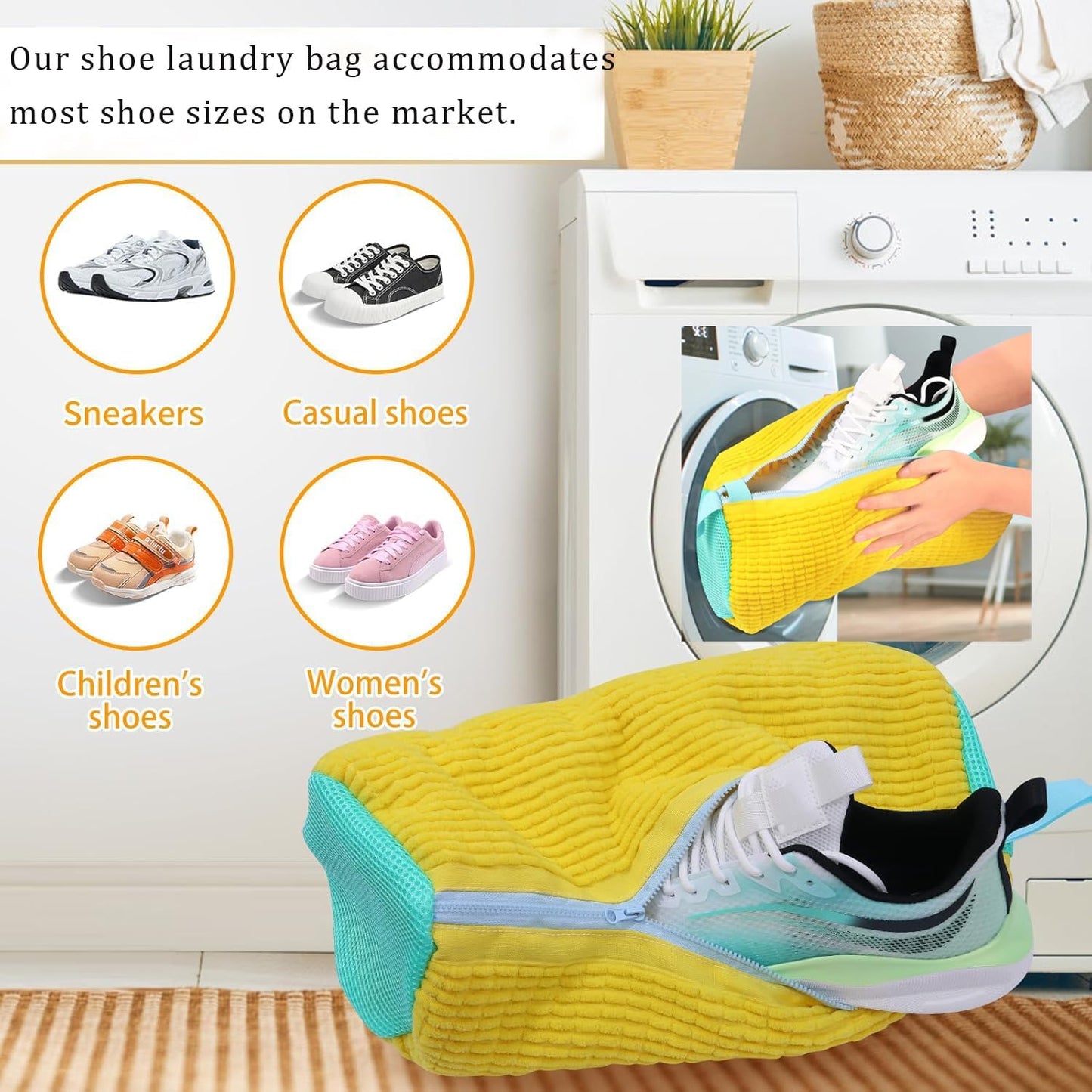 Shoe Laundry Bags for Washing Machine, 4 Pcs Shoe Washing Bag, Laundry Shoe Bag for Washer and Dryer, Reusable Shoe Washing Bags Shoe Washing Machine Bag (Grey-4Pcs)
