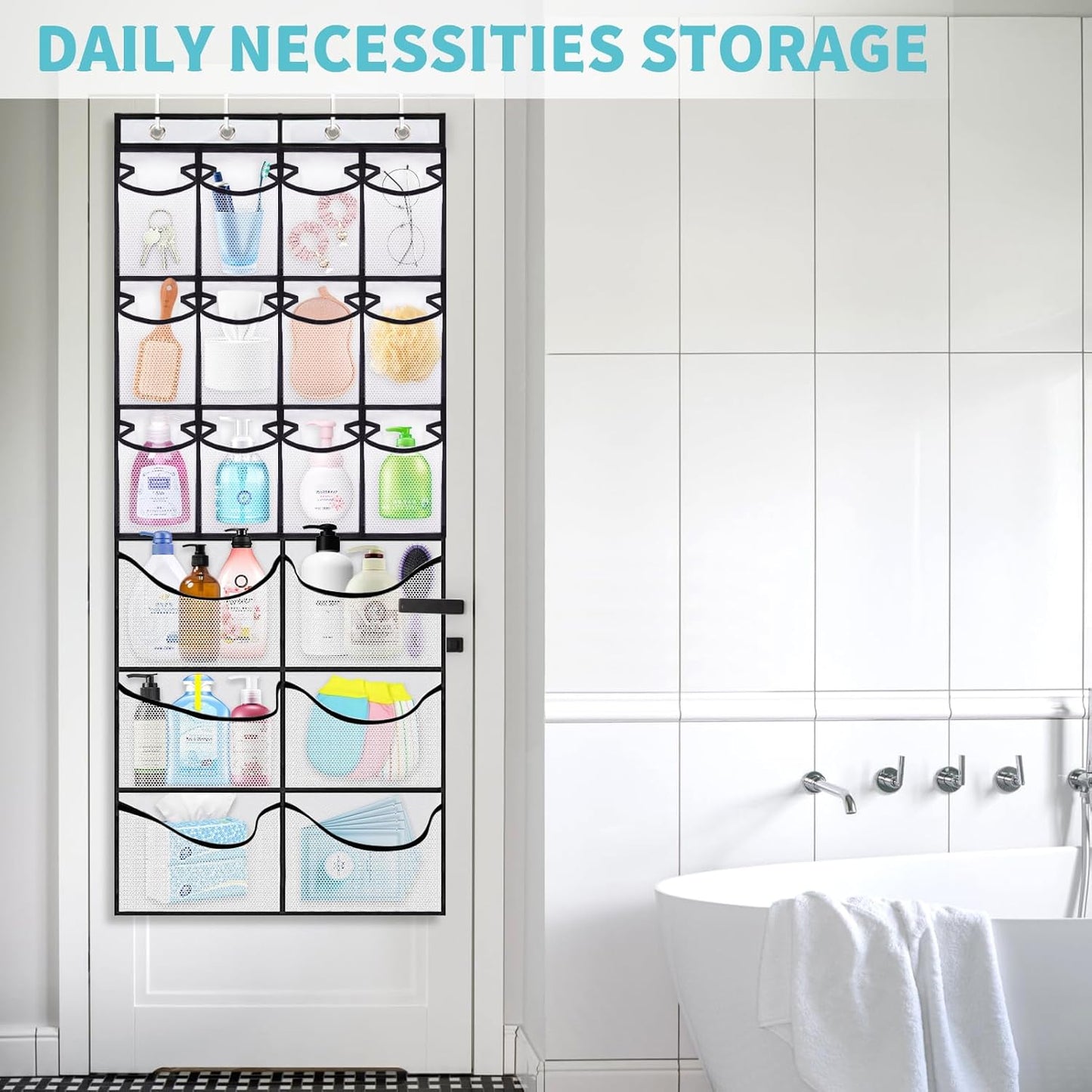 2 Packs Over the Door Shoe Organizer, 36 Large Mesh Pockets Hanging Shoe Boots Rack Holder, Closet Hanging Organizers for Storage Sneakers High Heeled Shoes Slippers (White)