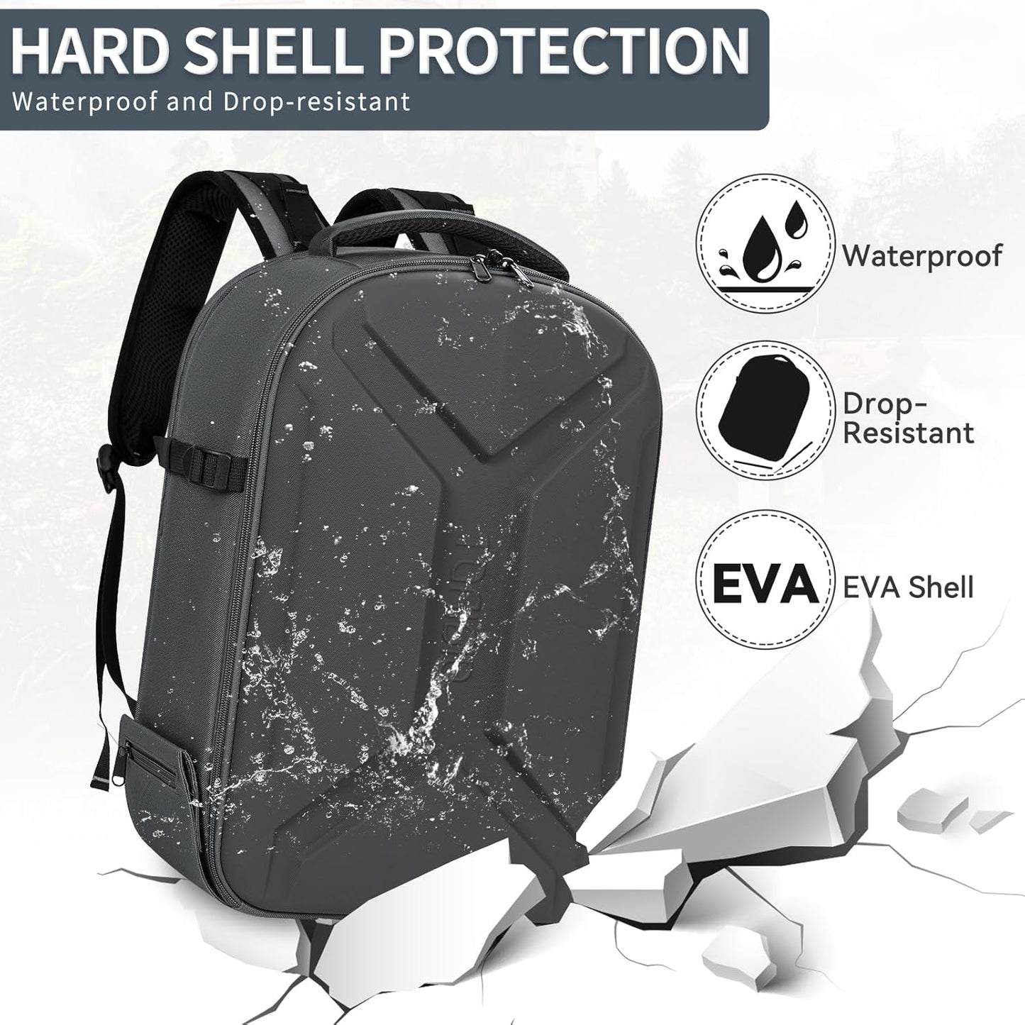 TORIBIO Camera Backpack, Hardshell DSLR Photography Camera Bag, Waterproof Hard Shell Camera Case with Tripod Holder & 15.6" Laptop Compartment Compatible with Canon/Nikon/Sony/DJI Mavic Drone