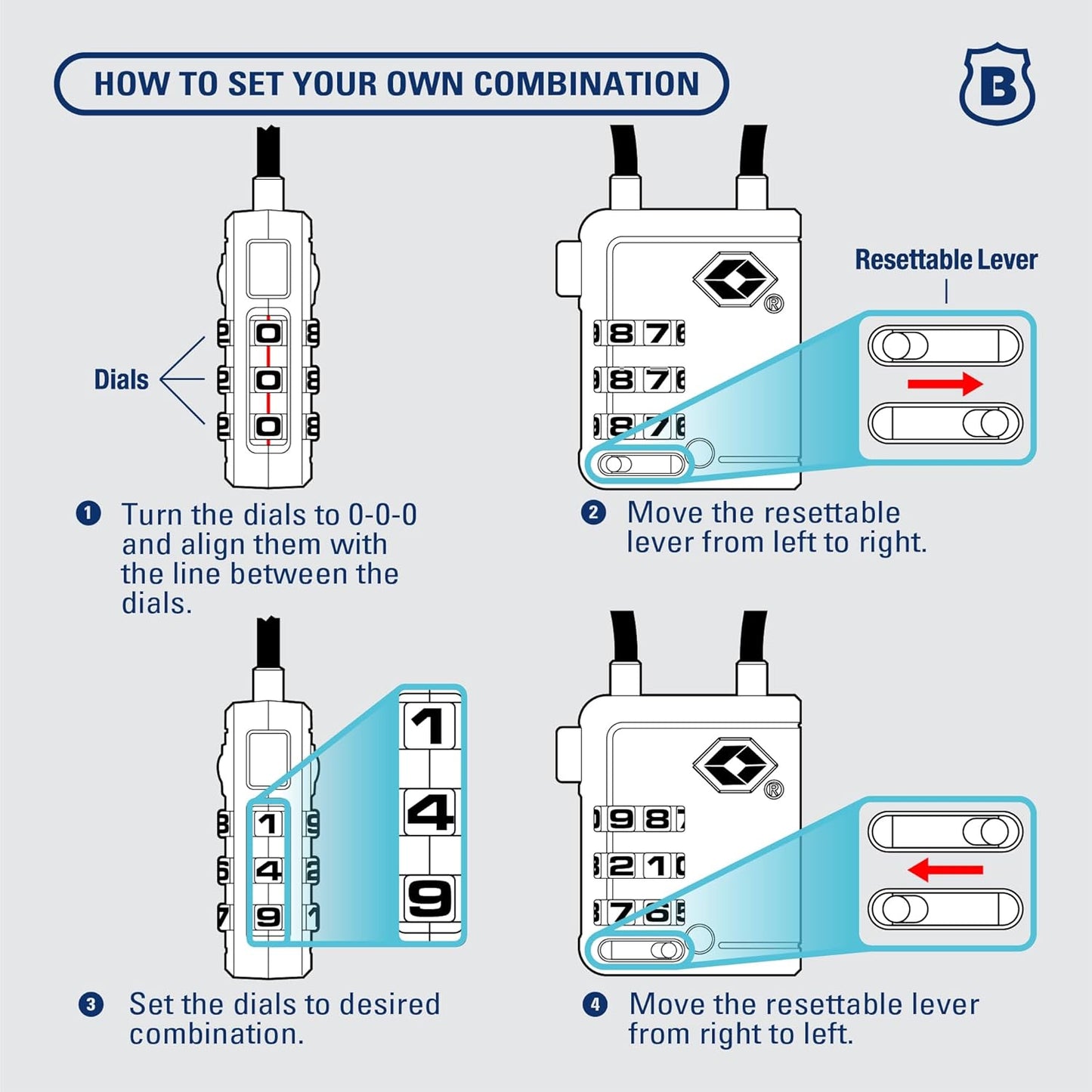 Brinks TSA Accepted Indicator Luggage Lock, Black - Ressetable Combination, New More Secure TSA008 Key, 2 Pack