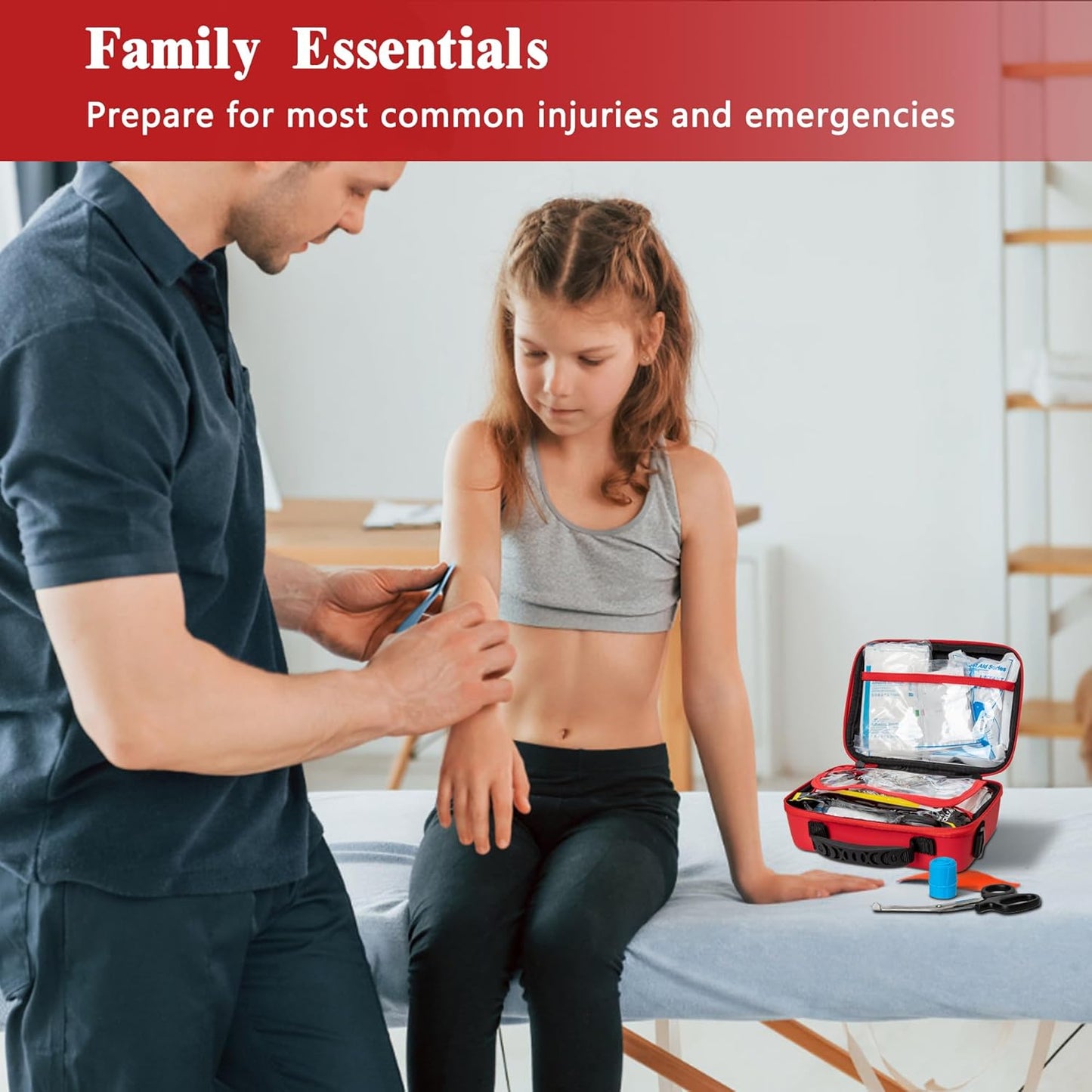 First Aid Kit 340 Piece, Premium Waterproof Hard Shell Medical Kit for Car, Home, Office, Travel, Camping, Sports, Outdoor, School - Emergency First Aid Supplies and Survival Kit