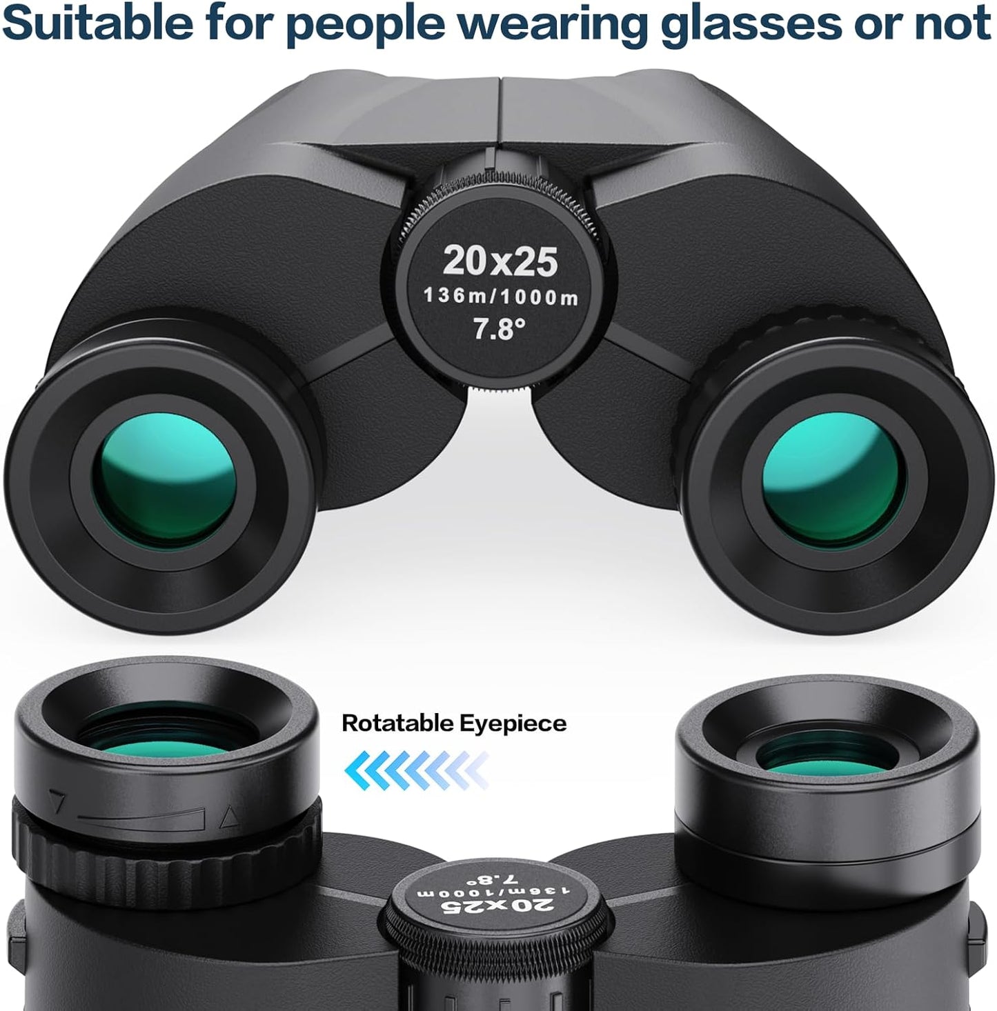 20x25 Compact Binoculars for Adults and Kids, High Power Adults Binoculars with Low Light Vision for Bird Watching, Outdoor Hunting, Travel, Concert