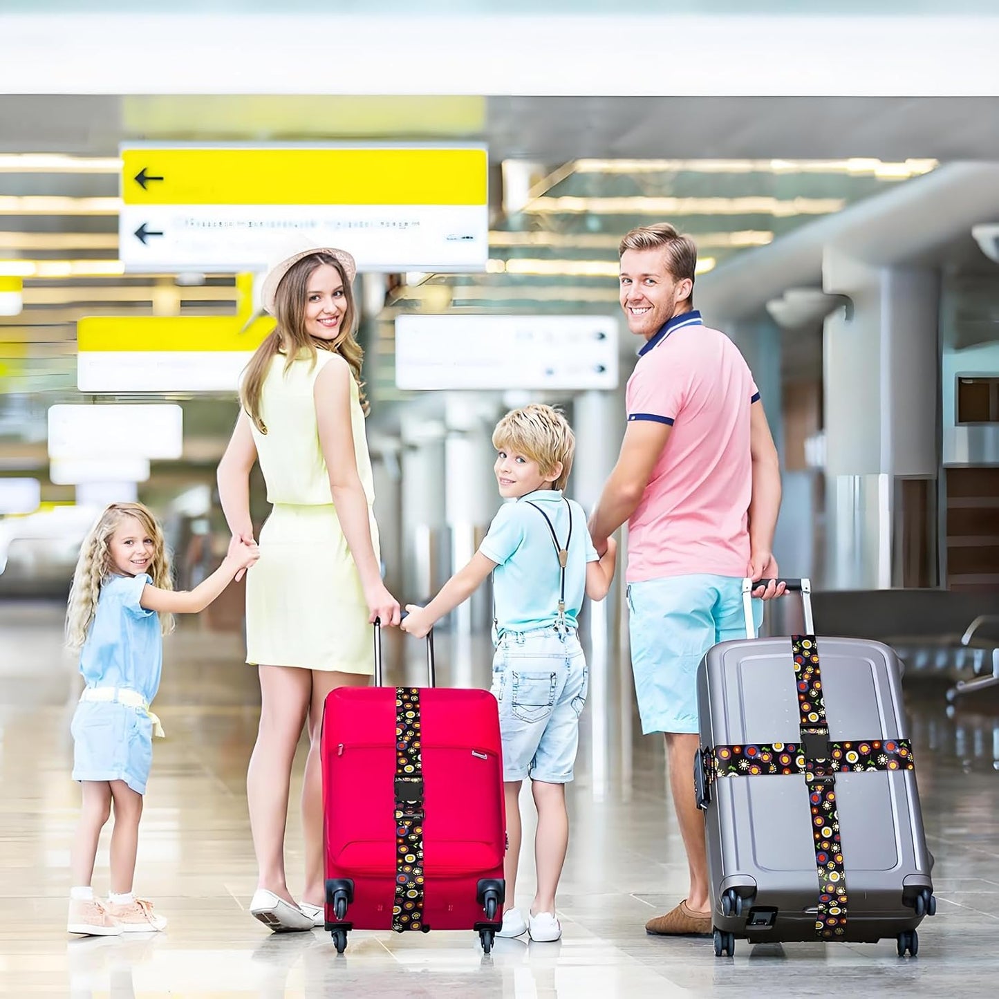 Sunflowers Luggage Straps for Suitcases, Adjustable Luggage Travel Belt to Keep Luggage Security While Travel, Strong Polyester Fabric, Easy-to-Recognize Stylish Design Travel Essentials, 2 Pack