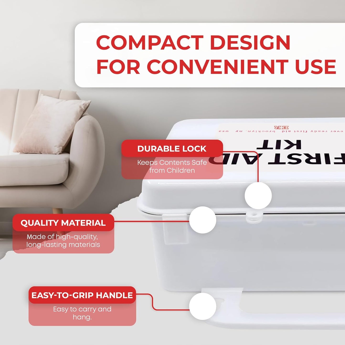 10 Person First Aid Kit - OSHA and ANSI Class A Compliant, Fully stocked Emergency Kit for Home, Office or Construction site