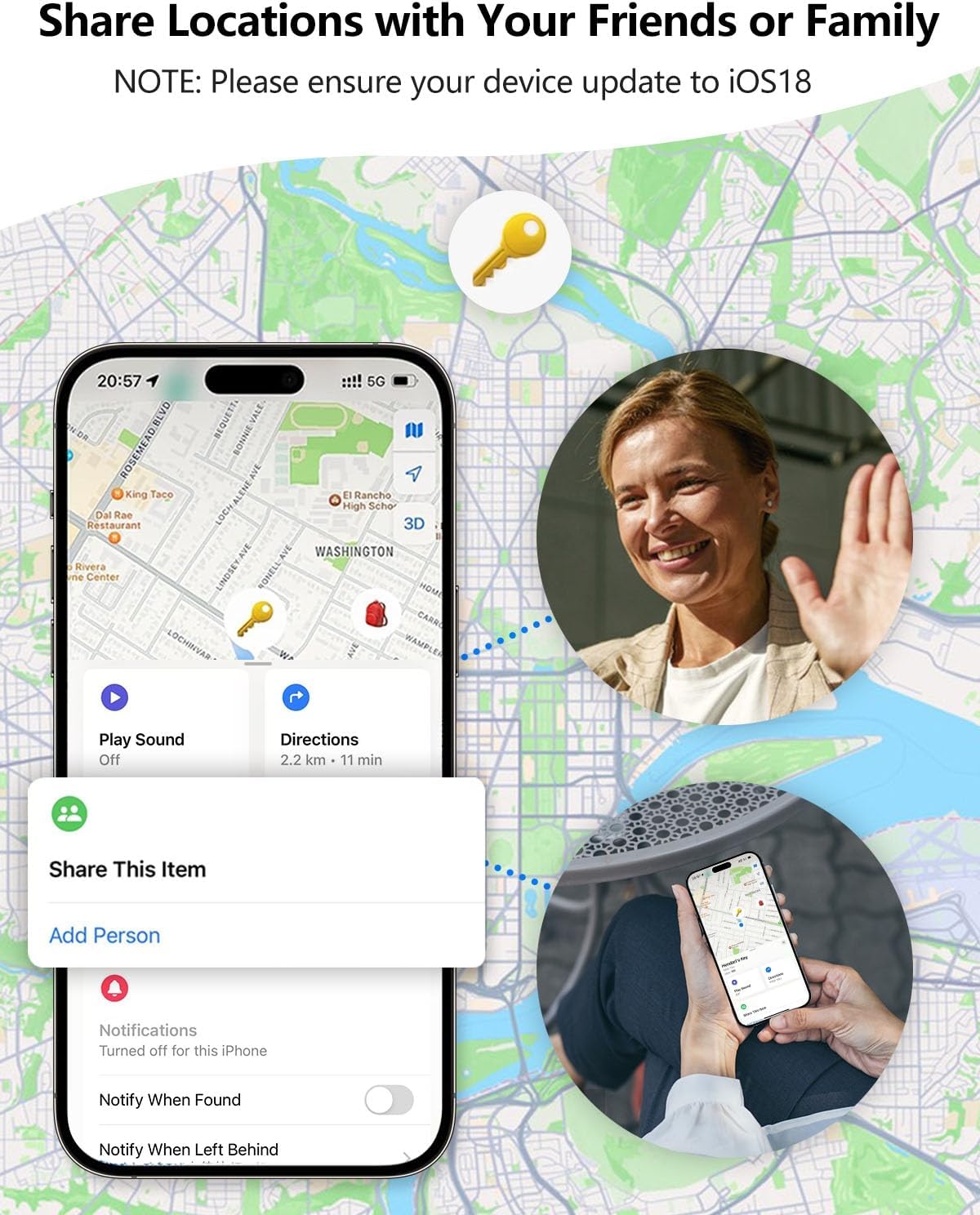 Tracker Tags, Item Finder Work with Apple Find My (iOS Only), Tracking Device Locator Smart Tag for Luggage, Keys, Wallet, Bike, Pets, Bags (White, 1 Pack)