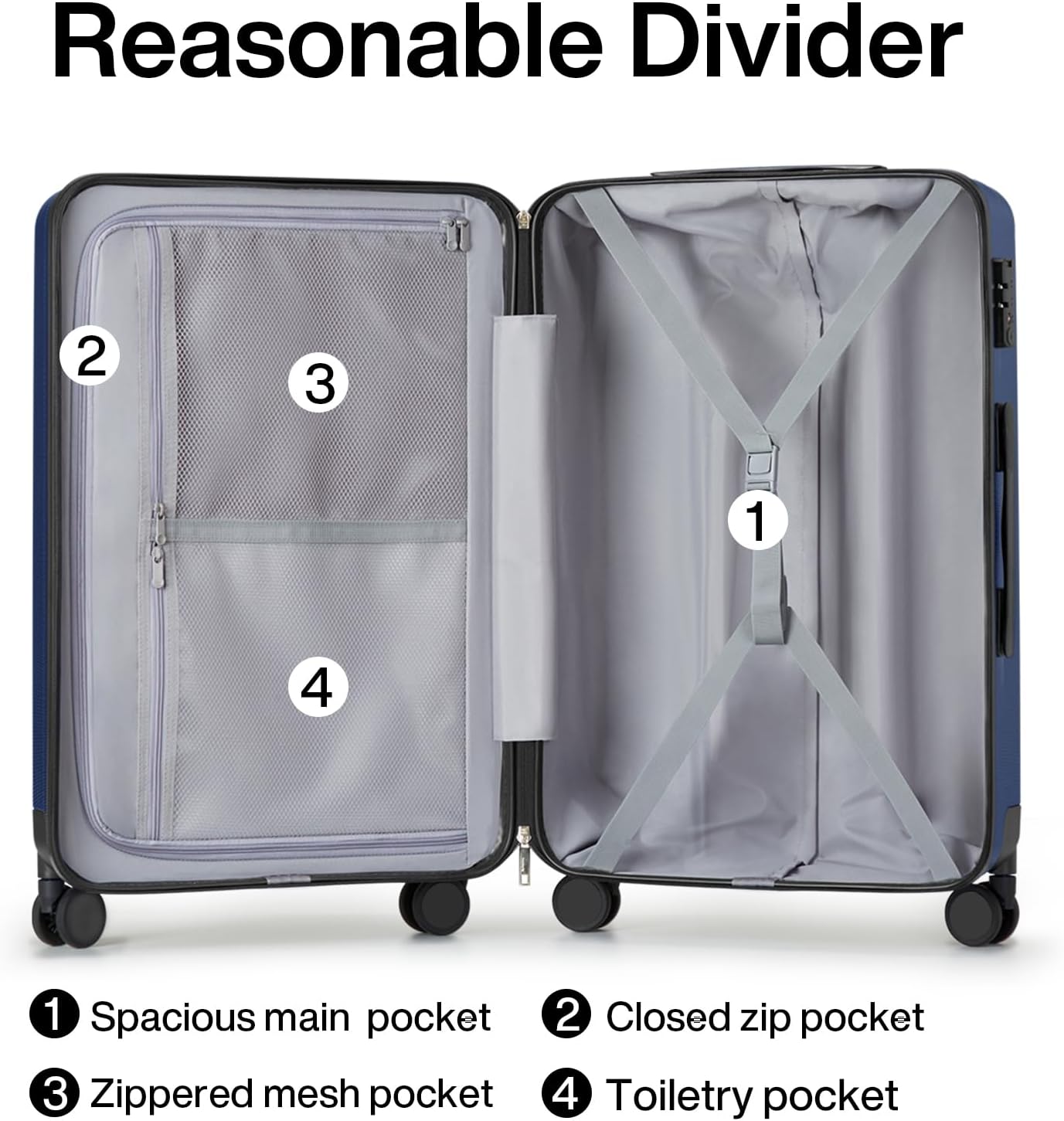 Hanke Luggage Sets 2 piece Carry On Luggage with Wheels PC Hard Shell Suitcases Lightweight Checked Travel Luggage Large Travel Suitcase Woman Men 20/29 Inch(Dark Blue)